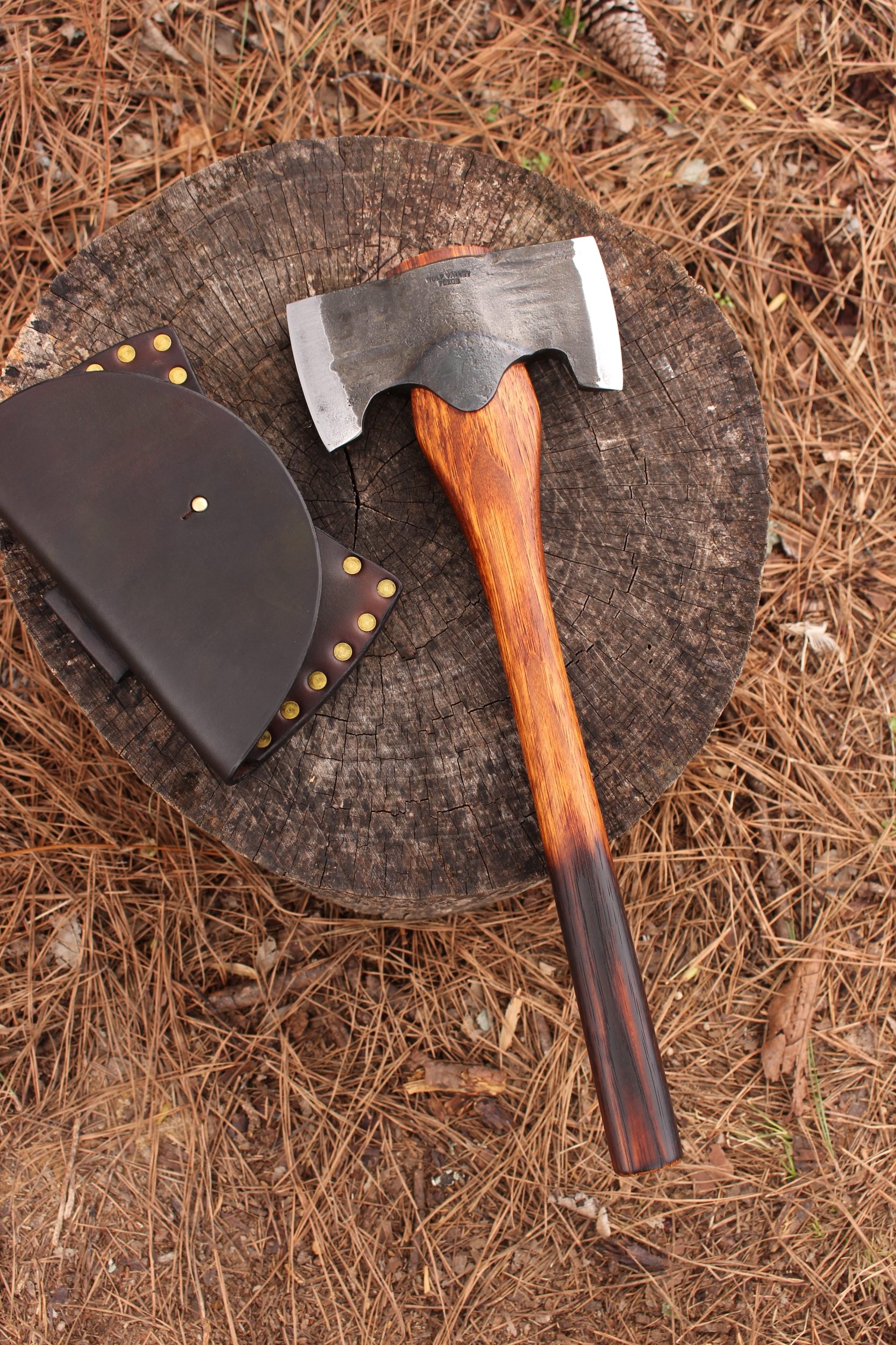 handmade, usa made, usa made axe, hatchet, chopping, wood chopping, outdoor, outdoorsman, survival, backwoodsman, hickory, axe made in amera, axes made in the usa, ike bullington, wolf valley forge, valley forge, pack axe, back packing, camping, trail axe, hunting axe, trappers axe, camp axe, bush axe, belt axe, pack axe, leather shoulder rig, chopping axe, leather axe carrier, shoulder sling for axe, Carpenter's Axe, New Wolf Valley Forge Axe Release, WVF