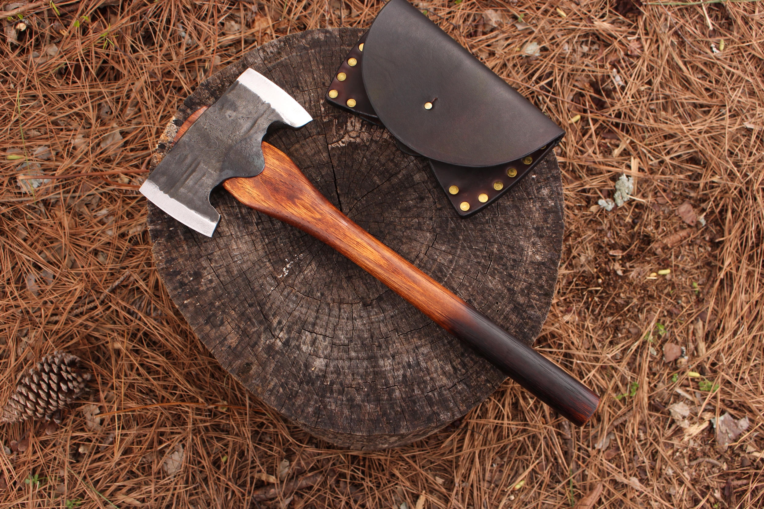 handmade, usa made, usa made axe, hatchet, chopping, wood chopping, outdoor, outdoorsman, survival, backwoodsman, hickory, axe made in amera, axes made in the usa, ike bullington, wolf valley forge, valley forge, pack axe, back packing, camping, trail axe, hunting axe, trappers axe, camp axe, bush axe, belt axe, pack axe, leather shoulder rig, chopping axe, leather axe carrier, shoulder sling for axe, Carpenter's Axe, New Wolf Valley Forge Axe Release, WVF