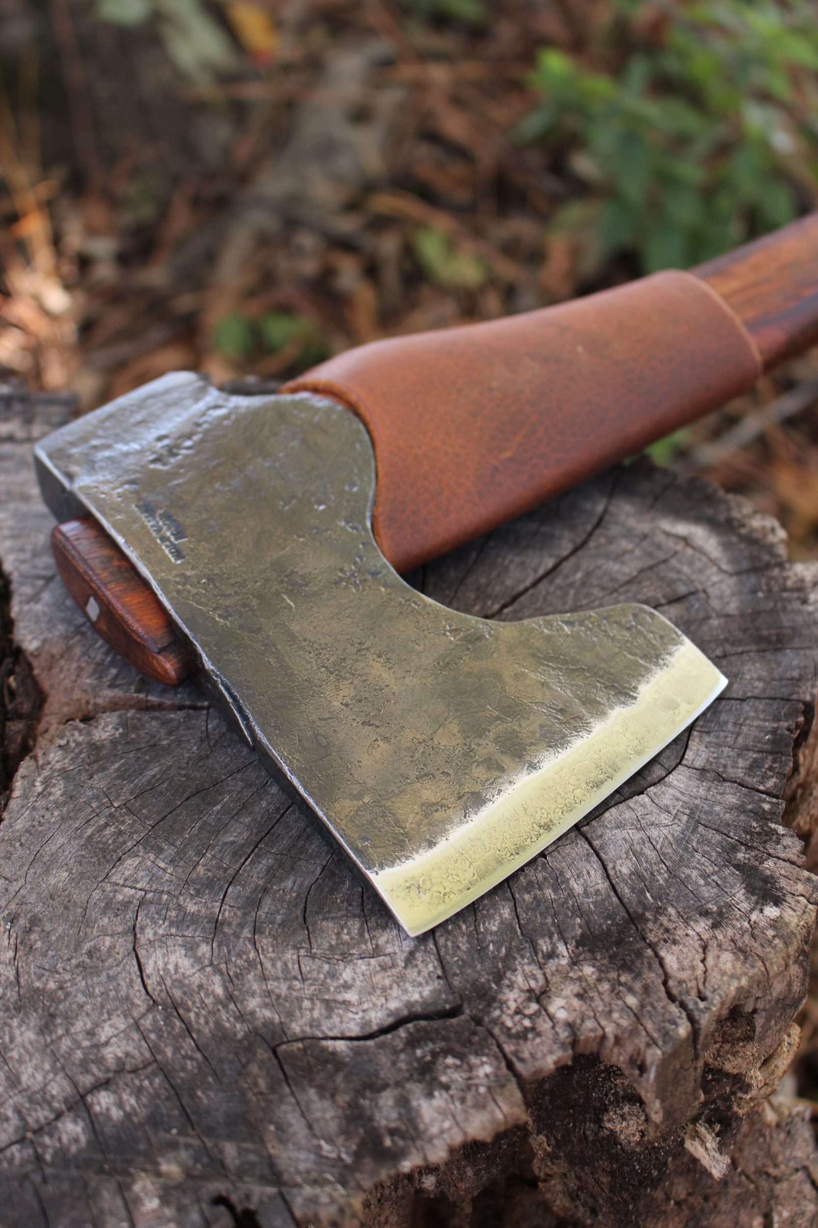 handmade, usa made, usa made axe, hatchet, chopping, wood chopping, outdoor, outdoorsman, survival, backwoodsman, hickory, axe made in amera, axes made in the usa, ike bullington, wolf valley forge, valley forge, pack axe, back packing, camping, trail axe, hunting axe, trappers axe, camp axe, bush axe, belt axe, pack axe, leather shoulder rig, chopping axe, leather axe carrier, shoulder sling for axe, Carpenter's Axe, New Wolf Valley Forge Axe Release, WVF
