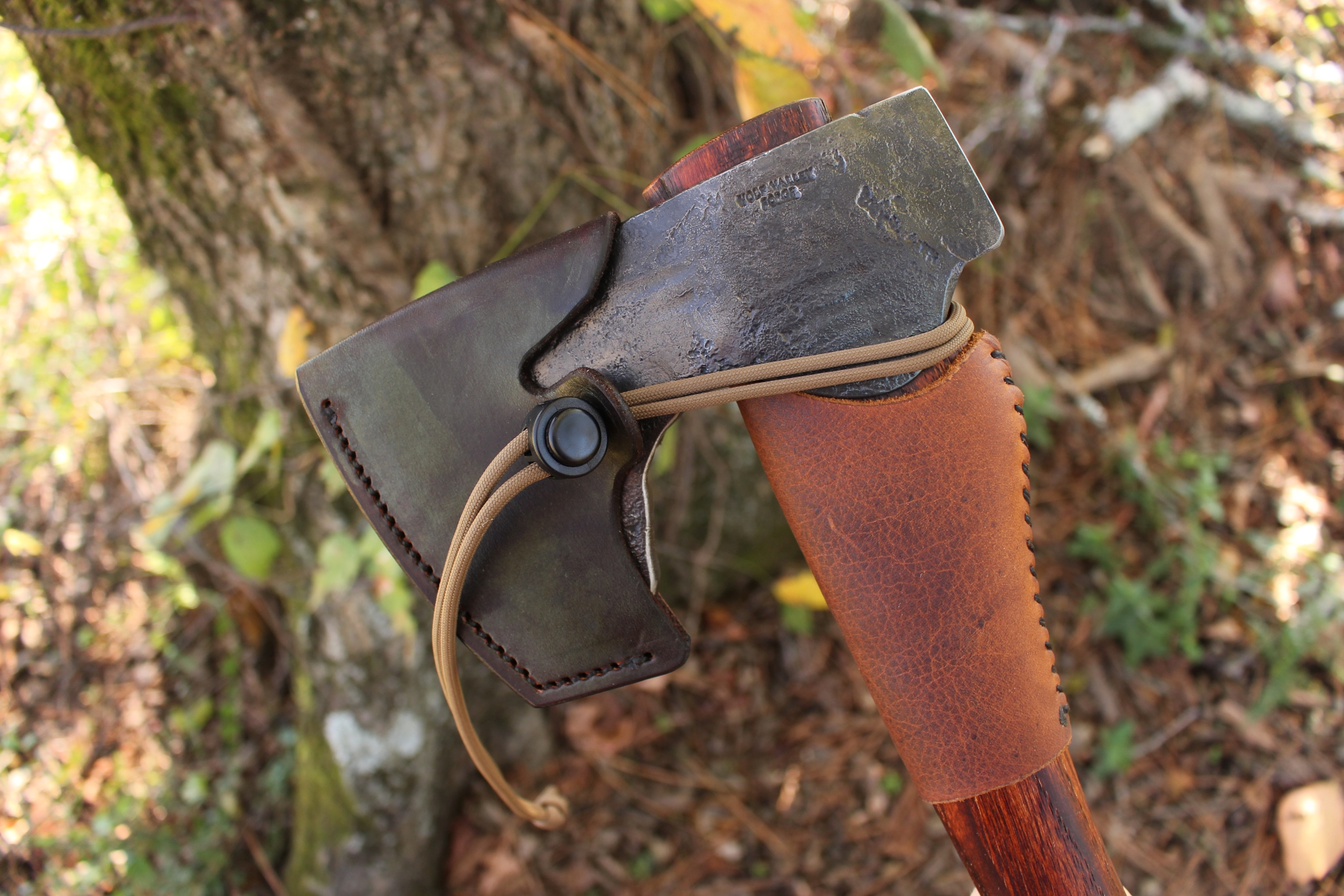 handmade, usa made, usa made axe, hatchet, chopping, wood chopping, outdoor, outdoorsman, survival, backwoodsman, hickory, axe made in amera, axes made in the usa, ike bullington, wolf valley forge, valley forge, pack axe, back packing, camping, trail axe, hunting axe, trappers axe, camp axe, bush axe, belt axe, pack axe, leather shoulder rig, chopping axe, leather axe carrier, shoulder sling for axe, Carpenter's Axe, New Wolf Valley Forge Axe Release, WVF