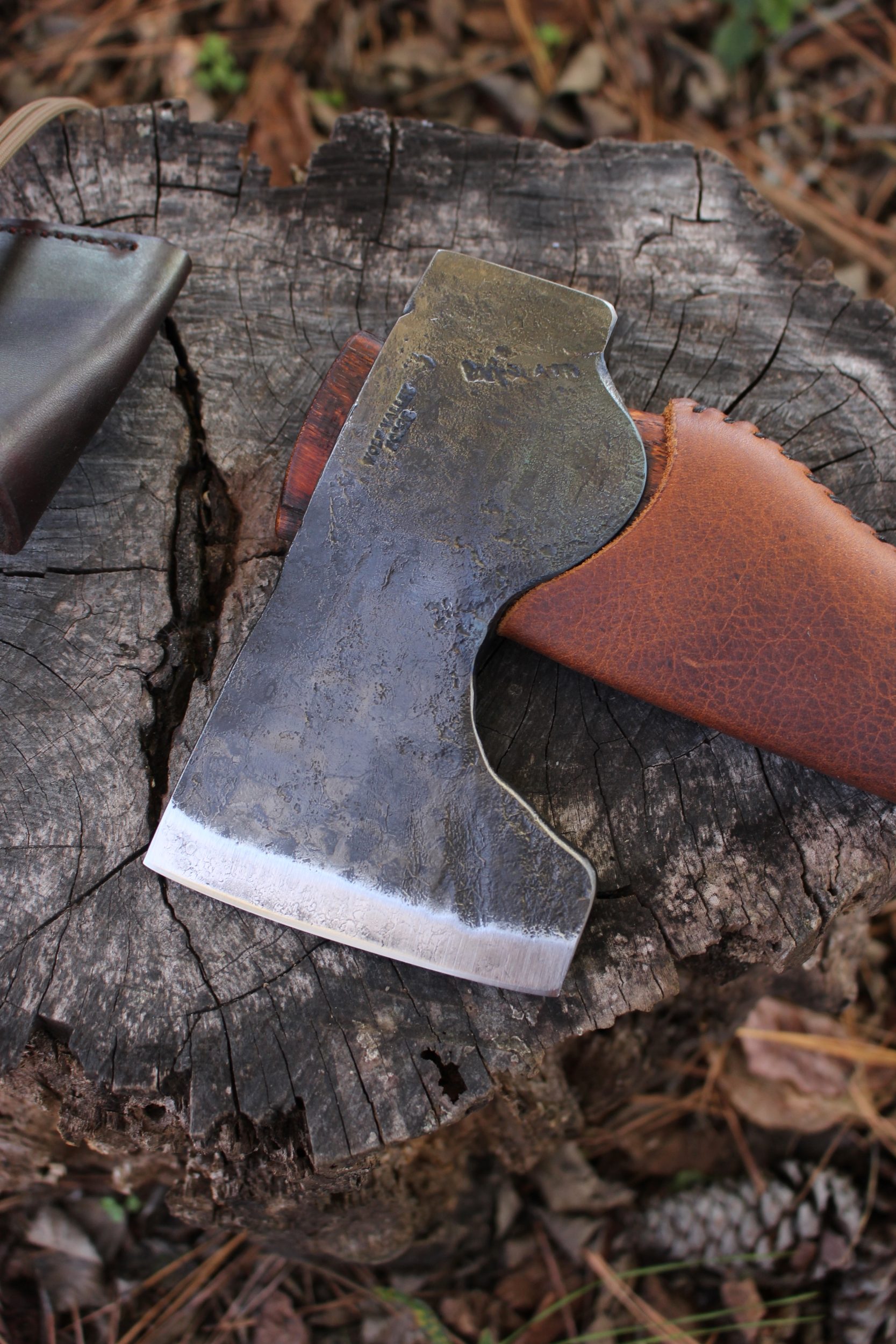 handmade, usa made, usa made axe, hatchet, chopping, wood chopping, outdoor, outdoorsman, survival, backwoodsman, hickory, axe made in amera, axes made in the usa, ike bullington, wolf valley forge, valley forge, pack axe, back packing, camping, trail axe, hunting axe, trappers axe, camp axe, bush axe, belt axe, pack axe, leather shoulder rig, chopping axe, leather axe carrier, shoulder sling for axe, Carpenter's Axe, New Wolf Valley Forge Axe Release, WVF