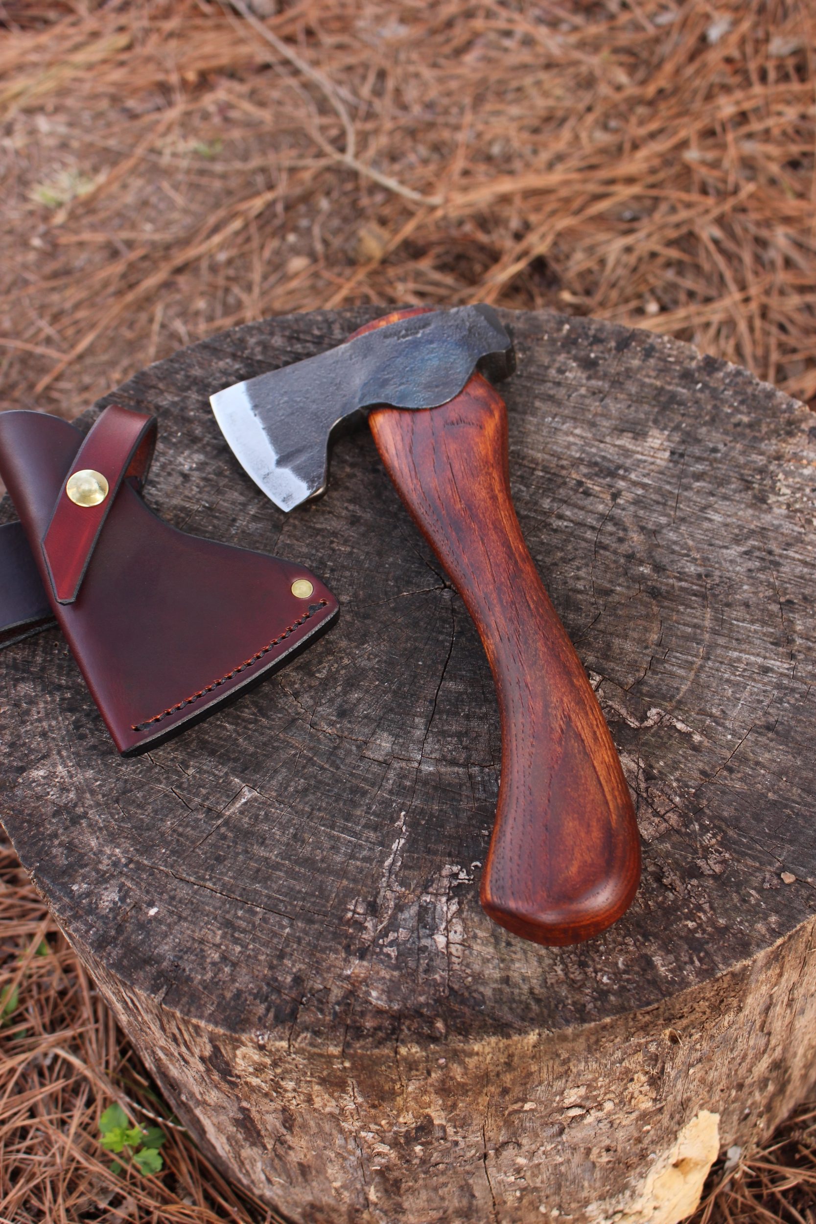 handmade, usa made, usa made axe, hatchet, chopping, wood chopping, outdoor, outdoorsman, survival, backwoodsman, hickory, axe made in amera, axes made in the usa, ike bullington, wolf valley forge, valley forge, pack axe, back packing, camping, trail axe, hunting axe, trappers axe, camp axe, bush axe, belt axe, pack axe, leather shoulder rig, chopping axe, leather axe carrier, shoulder sling for axe, Carpenter's Axe, New Wolf Valley Forge Axe Release, WVF