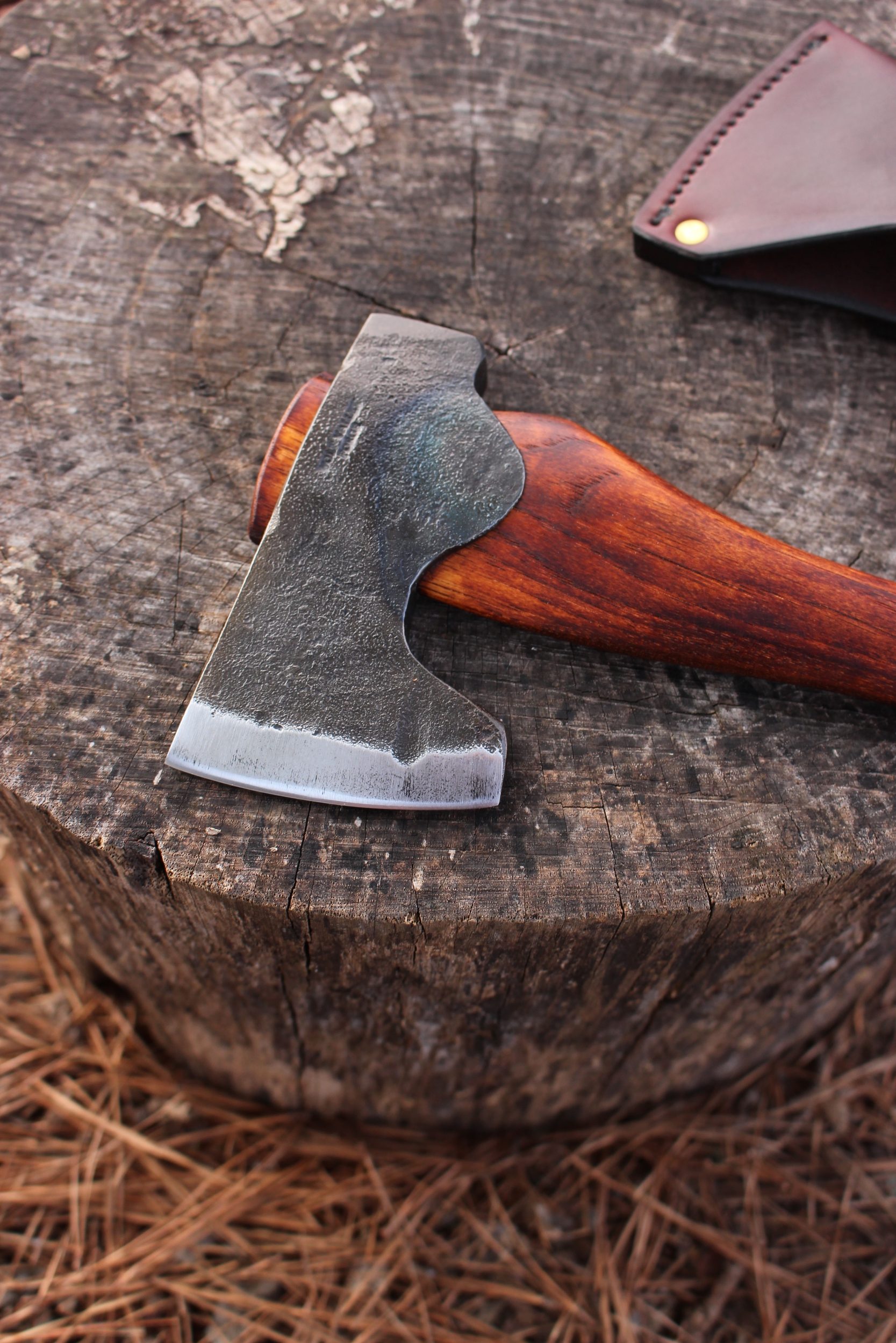 handmade, usa made, usa made axe, hatchet, chopping, wood chopping, outdoor, outdoorsman, survival, backwoodsman, hickory, axe made in amera, axes made in the usa, ike bullington, wolf valley forge, valley forge, pack axe, back packing, camping, trail axe, hunting axe, trappers axe, camp axe, bush axe, belt axe, pack axe, leather shoulder rig, chopping axe, leather axe carrier, shoulder sling for axe, Carpenter's Axe, New Wolf Valley Forge Axe Release, WVF