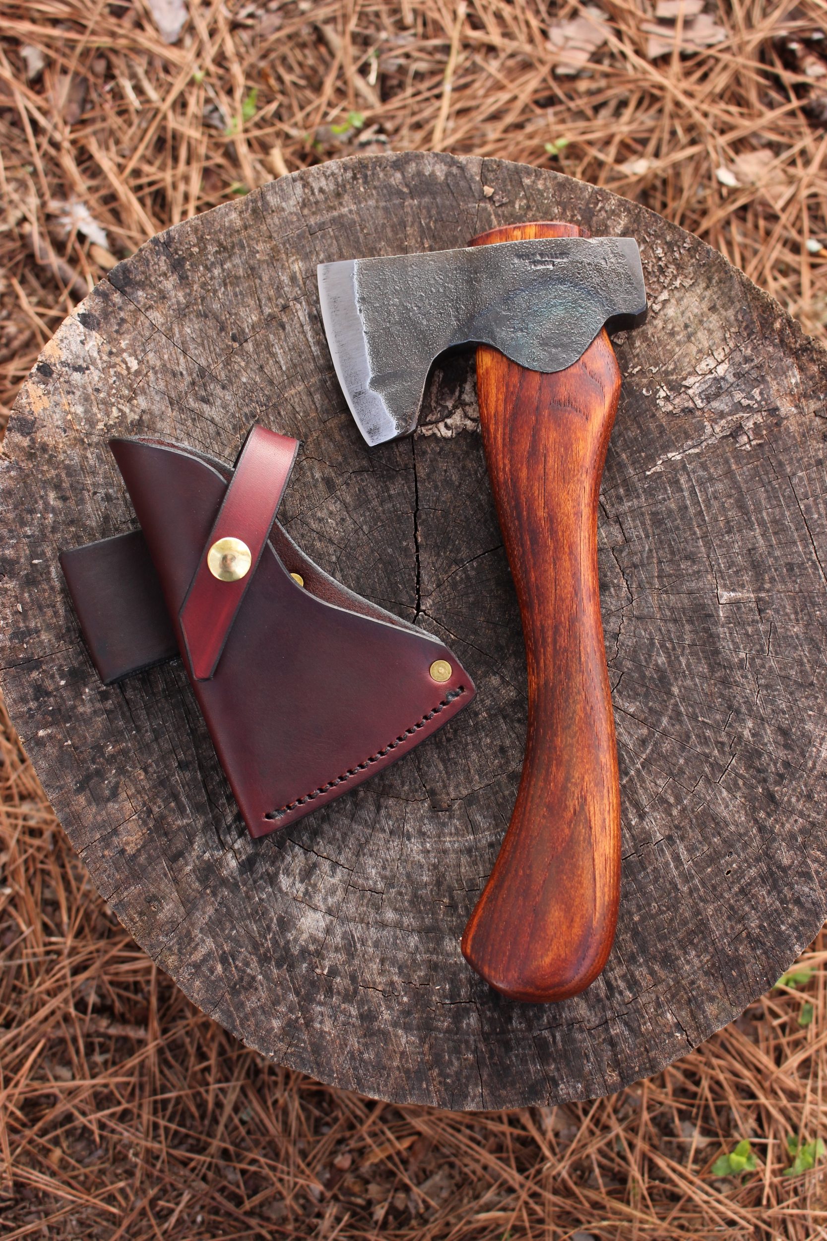 handmade, usa made, usa made axe, hatchet, chopping, wood chopping, outdoor, outdoorsman, survival, backwoodsman, hickory, axe made in amera, axes made in the usa, ike bullington, wolf valley forge, valley forge, pack axe, back packing, camping, trail axe, hunting axe, trappers axe, camp axe, bush axe, belt axe, pack axe, leather shoulder rig, chopping axe, leather axe carrier, shoulder sling for axe, Carpenter's Axe, New Wolf Valley Forge Axe Release, WVF