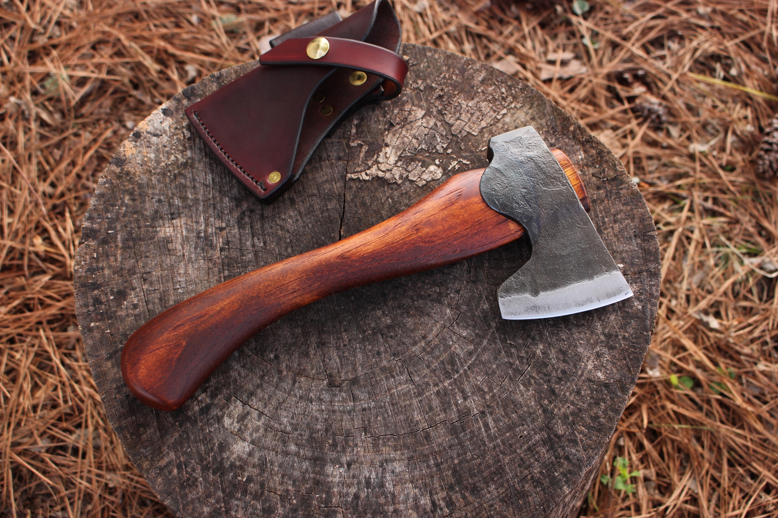 handmade, usa made, usa made axe, hatchet, chopping, wood chopping, outdoor, outdoorsman, survival, backwoodsman, hickory, axe made in amera, axes made in the usa, ike bullington, wolf valley forge, valley forge, pack axe, back packing, camping, trail axe, hunting axe, trappers axe, camp axe, bush axe, belt axe, pack axe, leather shoulder rig, chopping axe, leather axe carrier, shoulder sling for axe, Carpenter's Axe, New Wolf Valley Forge Axe Release, WVF