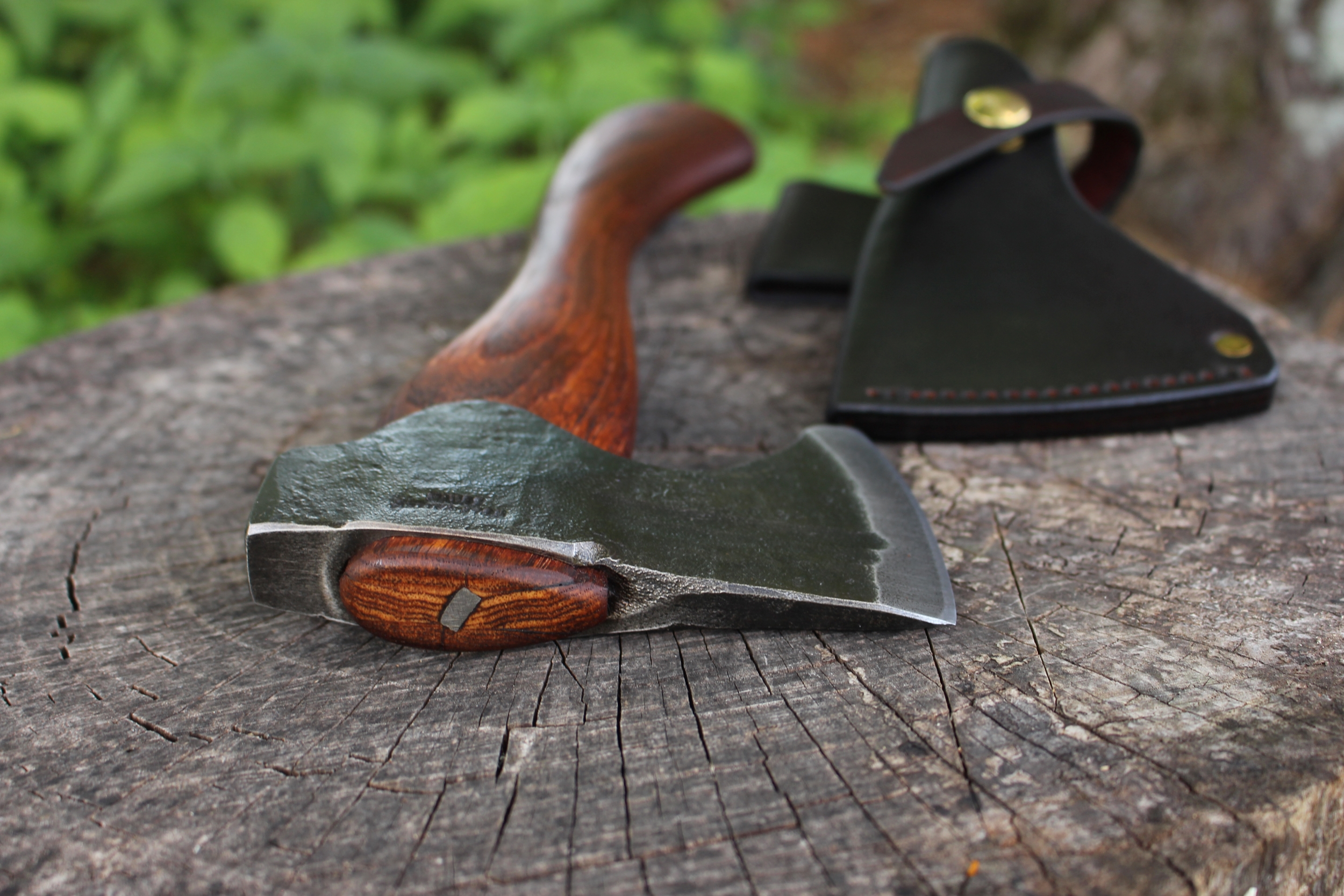 handmade, usa made, usa made axe, hatchet, chopping, wood chopping, outdoor, outdoorsman, survival, backwoodsman, hickory, axe made in amera, axes made in the usa, ike bullington, wolf valley forge, valley forge, pack axe, back packing, camping, trail axe, hunting axe, trappers axe, camp axe, bush axe, belt axe, pack axe, leather shoulder rig, chopping axe, leather axe carrier, shoulder sling for axe, Carpenter's Axe, New Wolf Valley Forge Axe Release, WVF