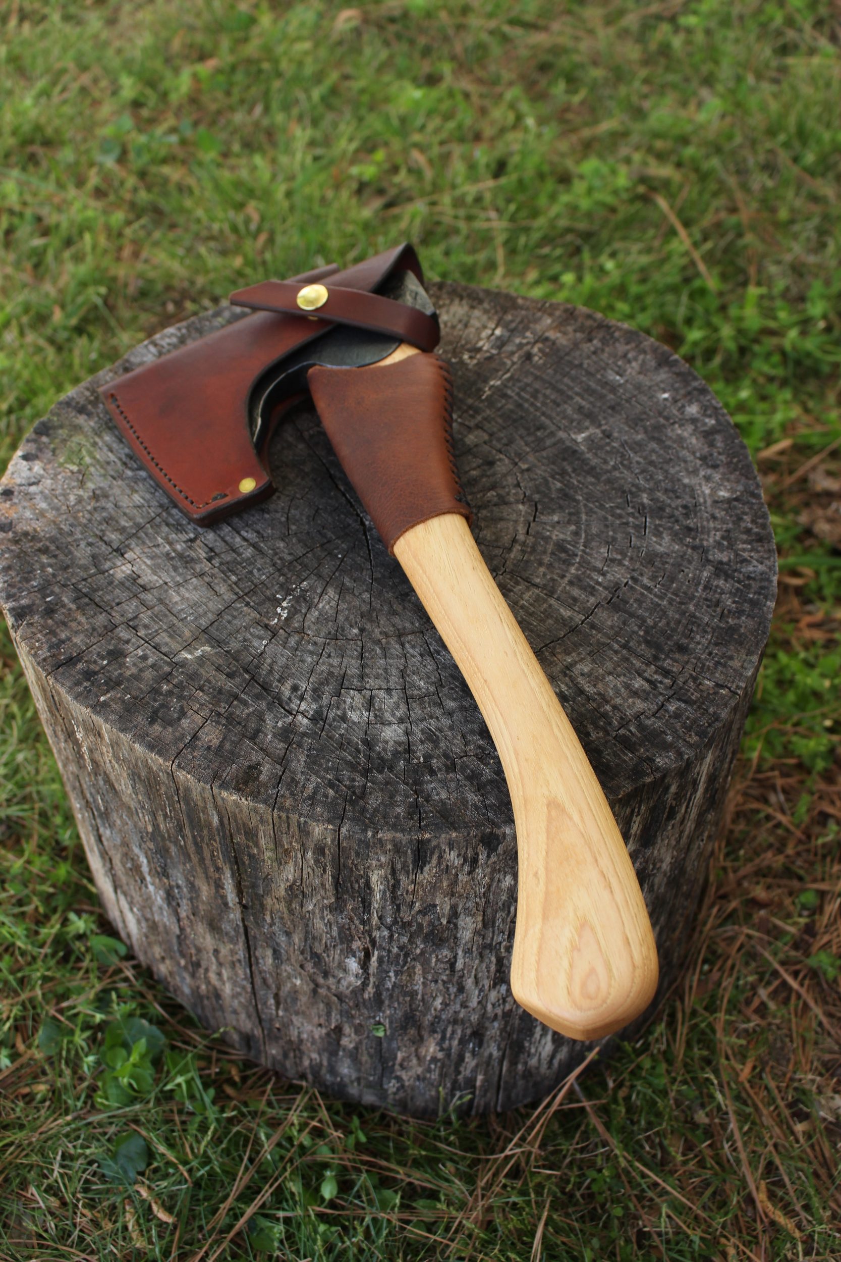 handmade, usa made, usa made axe, hatchet, chopping, wood chopping, outdoor, outdoorsman, survival, backwoodsman, hickory, axe made in amera, axes made in the usa, ike bullington, wolf valley forge, valley forge, pack axe, back packing, camping, trail axe, hunting axe, trappers axe, camp axe, bush axe, belt axe, pack axe, leather shoulder rig, chopping axe, leather axe carrier, shoulder sling for axe, Carpenter's Axe, New Wolf Valley Forge Axe Release, WVF