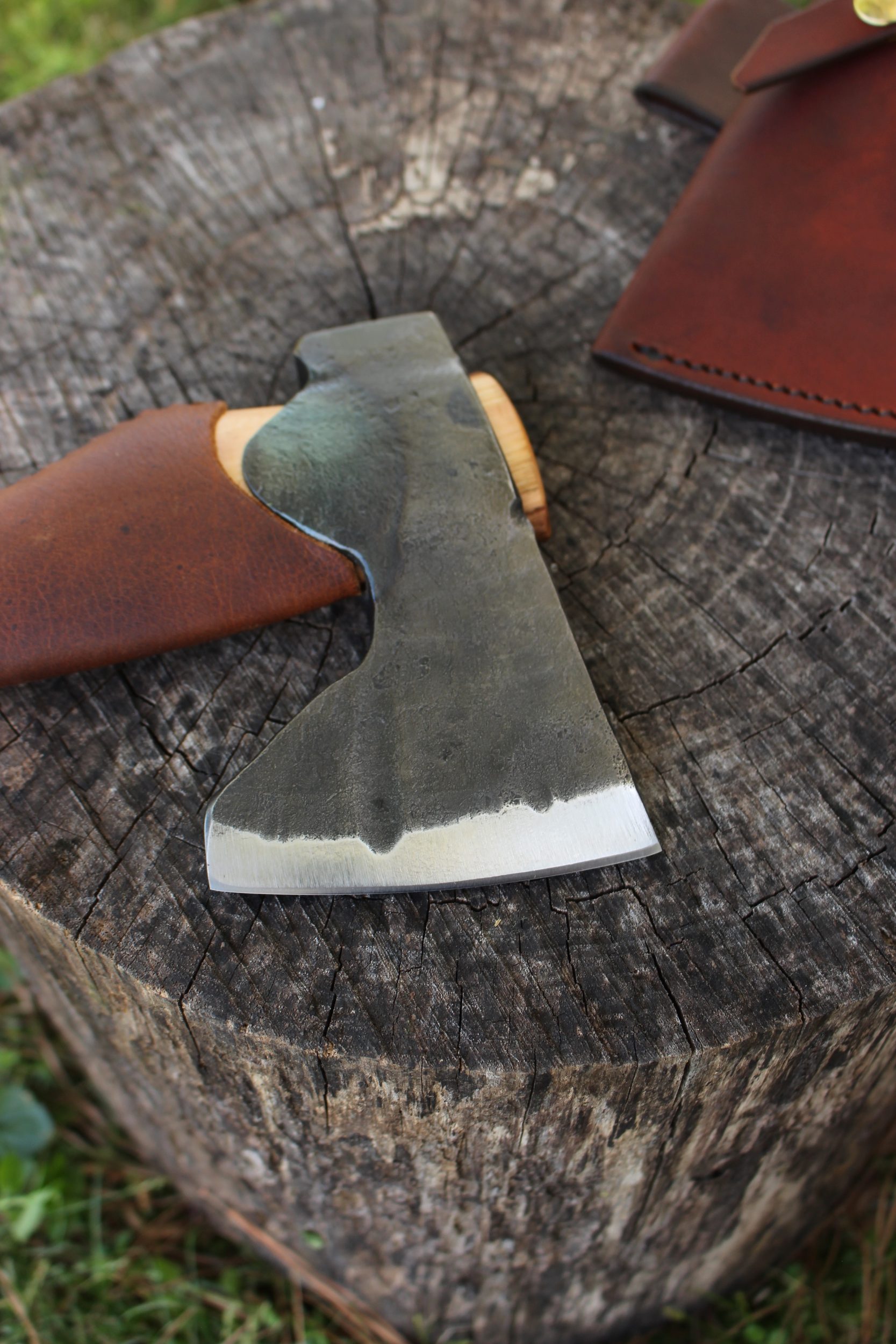 handmade, usa made, usa made axe, hatchet, chopping, wood chopping, outdoor, outdoorsman, survival, backwoodsman, hickory, axe made in amera, axes made in the usa, ike bullington, wolf valley forge, valley forge, pack axe, back packing, camping, trail axe, hunting axe, trappers axe, camp axe, bush axe, belt axe, pack axe, leather shoulder rig, chopping axe, leather axe carrier, shoulder sling for axe, Carpenter's Axe, New Wolf Valley Forge Axe Release, WVF