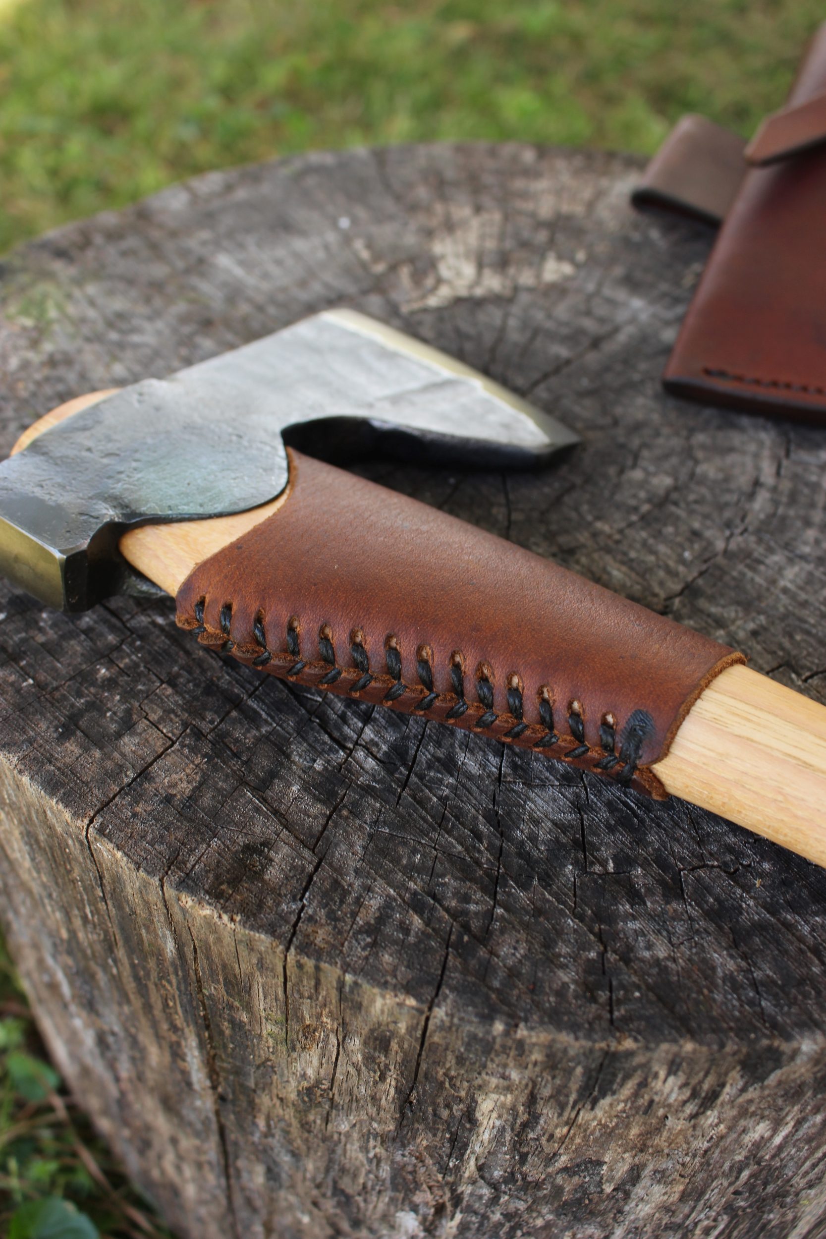 handmade, usa made, usa made axe, hatchet, chopping, wood chopping, outdoor, outdoorsman, survival, backwoodsman, hickory, axe made in amera, axes made in the usa, ike bullington, wolf valley forge, valley forge, pack axe, back packing, camping, trail axe, hunting axe, trappers axe, camp axe, bush axe, belt axe, pack axe, leather shoulder rig, chopping axe, leather axe carrier, shoulder sling for axe, Carpenter's Axe, New Wolf Valley Forge Axe Release, WVF