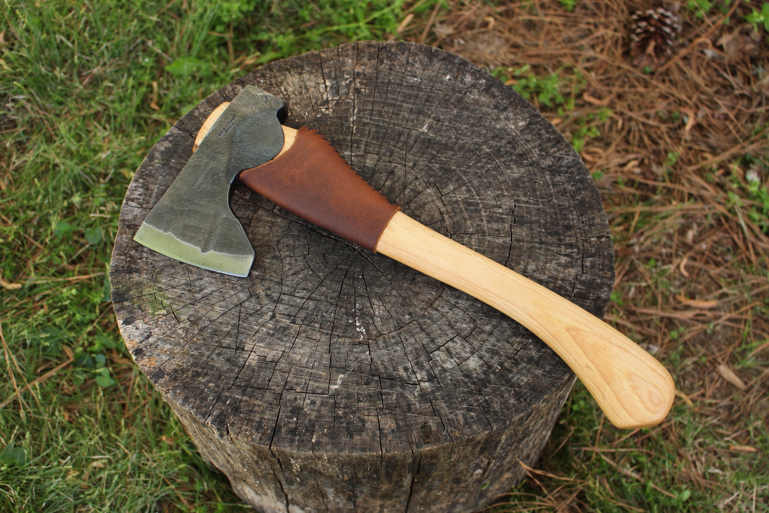 handmade, usa made, usa made axe, hatchet, chopping, wood chopping, outdoor, outdoorsman, survival, backwoodsman, hickory, axe made in amera, axes made in the usa, ike bullington, wolf valley forge, valley forge, pack axe, back packing, camping, trail axe, hunting axe, trappers axe, camp axe, bush axe, belt axe, pack axe, leather shoulder rig, chopping axe, leather axe carrier, shoulder sling for axe, Carpenter's Axe, New Wolf Valley Forge Axe Release, WVF