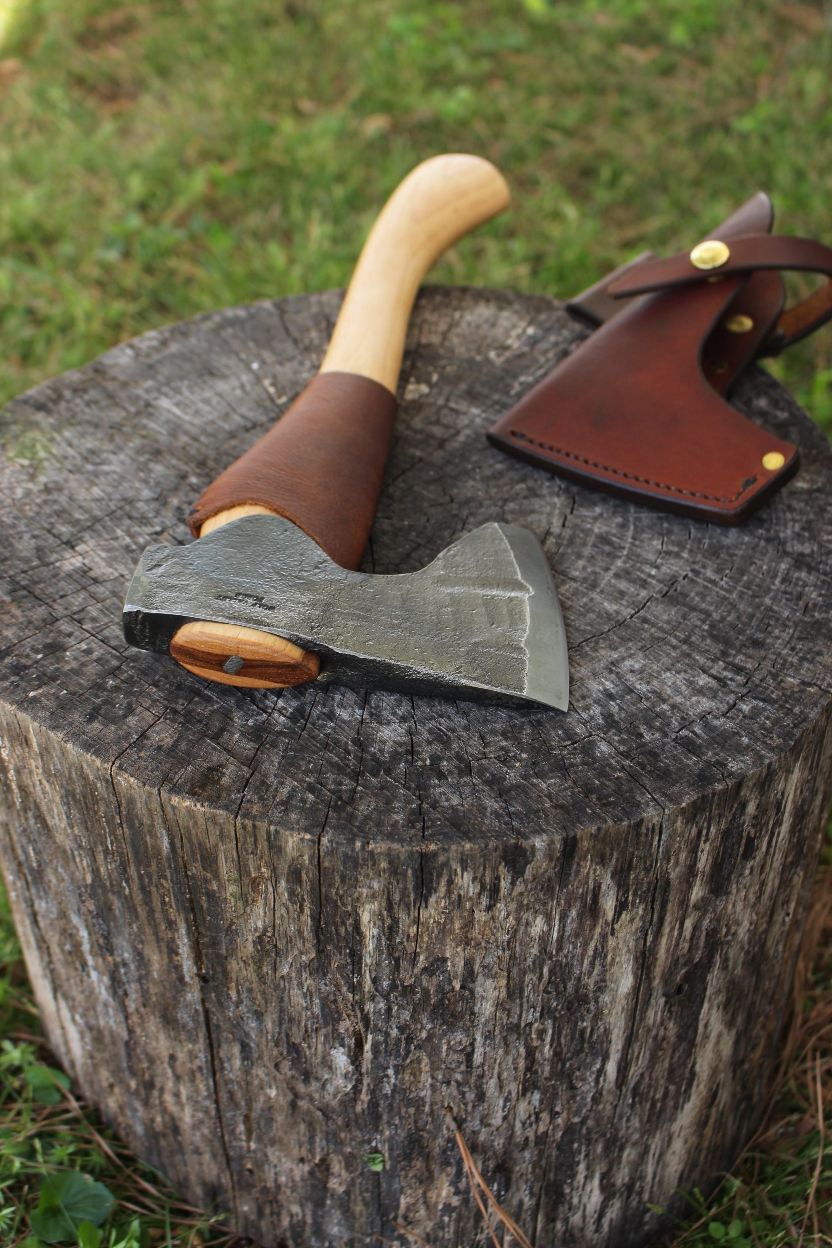 handmade, usa made, usa made axe, hatchet, chopping, wood chopping, outdoor, outdoorsman, survival, backwoodsman, hickory, axe made in amera, axes made in the usa, ike bullington, wolf valley forge, valley forge, pack axe, back packing, camping, trail axe, hunting axe, trappers axe, camp axe, bush axe, belt axe, pack axe, leather shoulder rig, chopping axe, leather axe carrier, shoulder sling for axe, Carpenter's Axe, New Wolf Valley Forge Axe Release, WVF