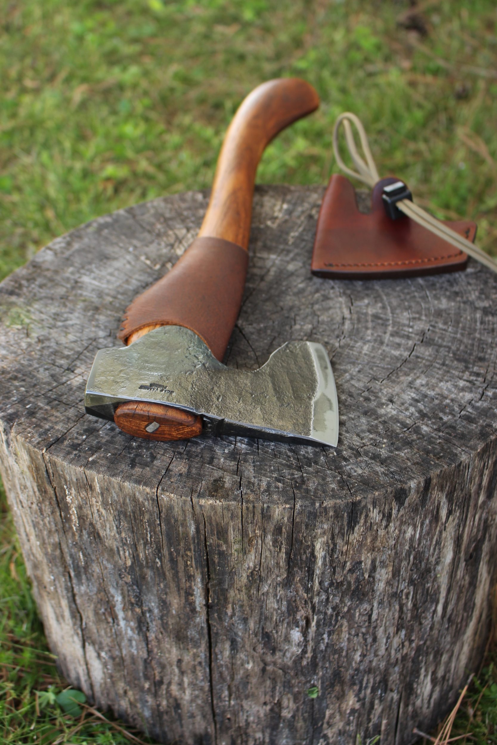 handmade, usa made, usa made axe, hatchet, chopping, wood chopping, outdoor, outdoorsman, survival, backwoodsman, hickory, axe made in amera, axes made in the usa, ike bullington, wolf valley forge, valley forge, pack axe, back packing, camping, trail axe, hunting axe, trappers axe, camp axe, bush axe, belt axe, pack axe, leather shoulder rig, chopping axe, leather axe carrier, shoulder sling for axe, Carpenter's Axe, New Wolf Valley Forge Axe Release, WVF