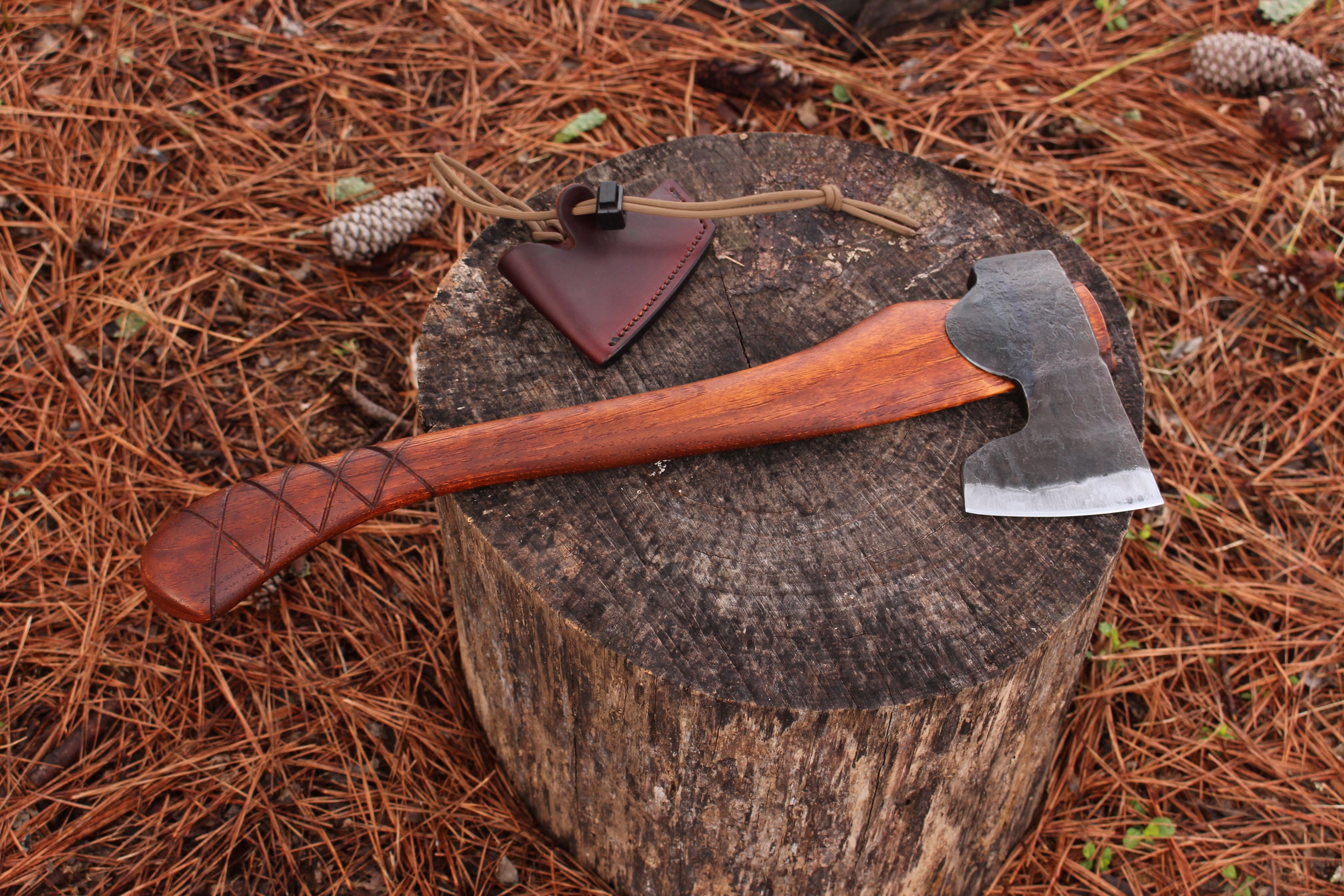 handmade, usa made, usa made axe, hatchet, chopping, wood chopping, outdoor, outdoorsman, survival, backwoodsman, hickory, axe made in amera, axes made in the usa, ike bullington, wolf valley forge, valley forge, pack axe, back packing, camping, trail axe, hunting axe, trappers axe, camp axe, bush axe, belt axe, pack axe, leather shoulder rig, chopping axe, leather axe carrier, shoulder sling for axe, Carpenter's Axe, New Wolf Valley Forge Axe Release, WVF