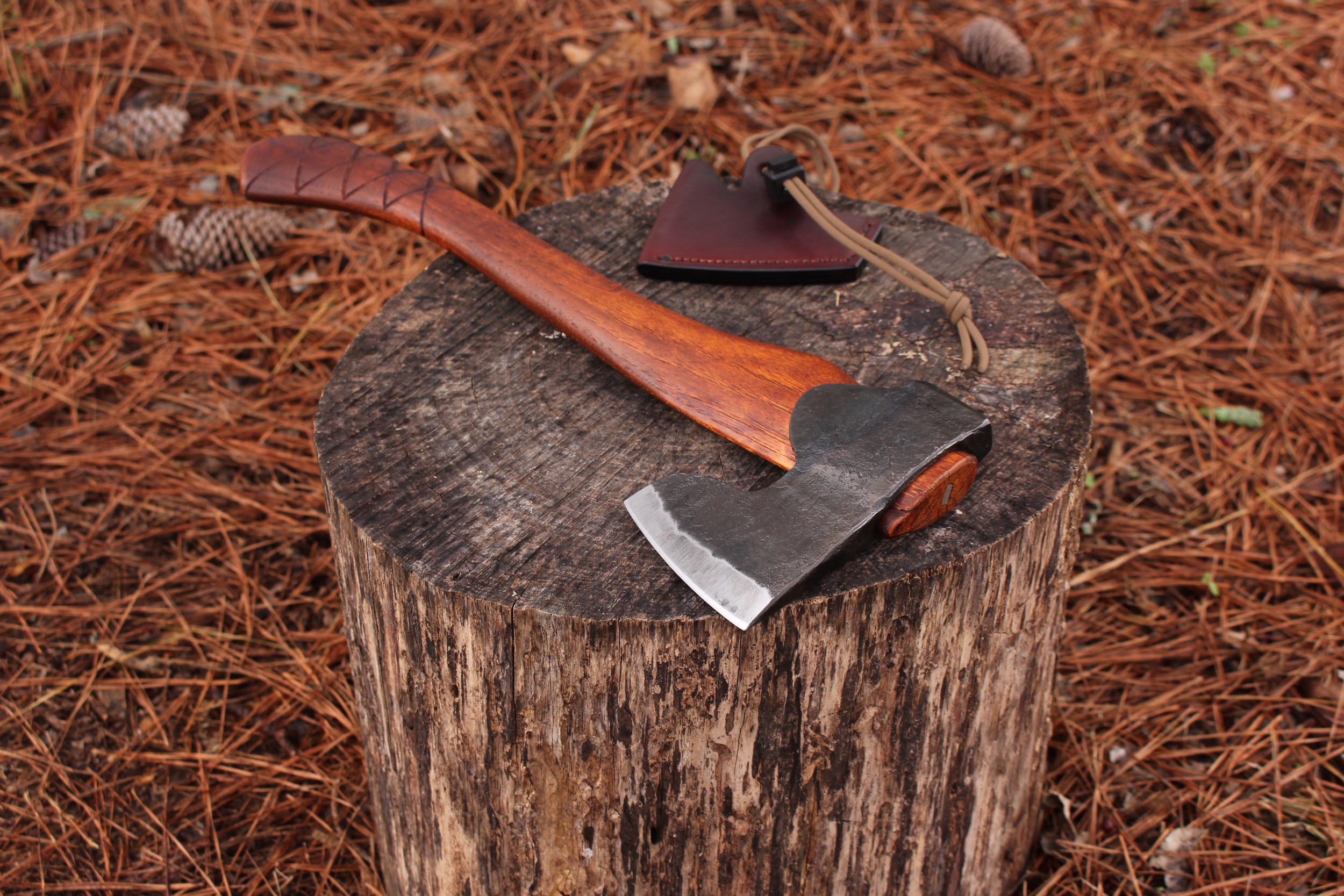 handmade, usa made, usa made axe, hatchet, chopping, wood chopping, outdoor, outdoorsman, survival, backwoodsman, hickory, axe made in amera, axes made in the usa, ike bullington, wolf valley forge, valley forge, pack axe, back packing, camping, trail axe, hunting axe, trappers axe, camp axe, bush axe, belt axe, pack axe, leather shoulder rig, chopping axe, leather axe carrier, shoulder sling for axe, Carpenter's Axe, New Wolf Valley Forge Axe Release, WVF