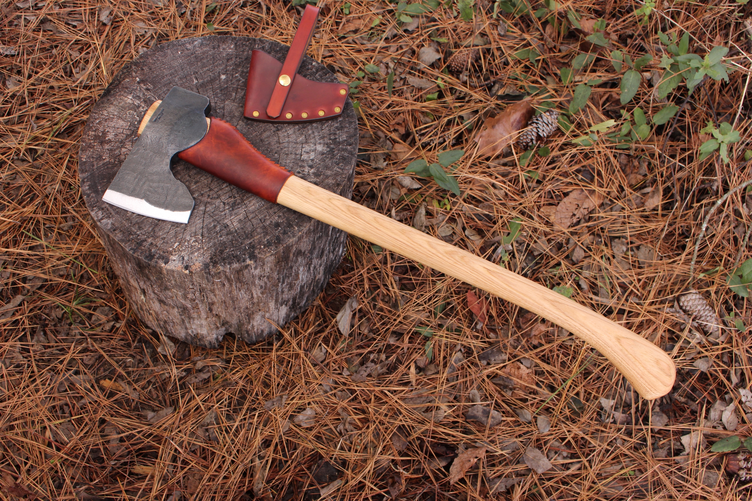handmade, usa made, usa made axe, hatchet, chopping, wood chopping, outdoor, outdoorsman, survival, backwoodsman, hickory, axe made in amera, axes made in the usa, ike bullington, wolf valley forge, valley forge, pack axe, back packing, camping, trail axe, hunting axe, trappers axe, camp axe, bush axe, belt axe, pack axe, leather shoulder rig, chopping axe, leather axe carrier, shoulder sling for axe, Carpenter's Axe, New Wolf Valley Forge Axe Release, WVF