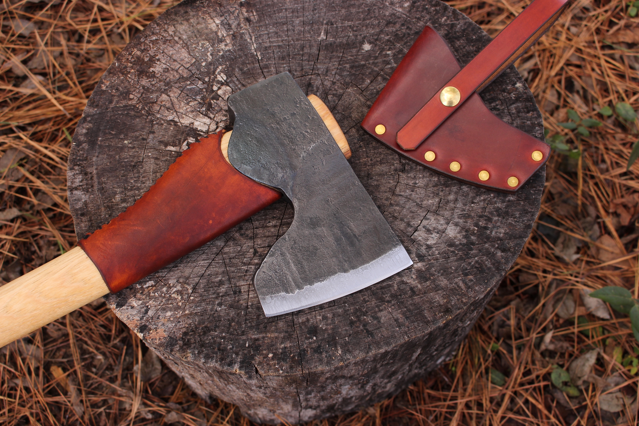 handmade, usa made, usa made axe, hatchet, chopping, wood chopping, outdoor, outdoorsman, survival, backwoodsman, hickory, axe made in amera, axes made in the usa, ike bullington, wolf valley forge, valley forge, pack axe, back packing, camping, trail axe, hunting axe, trappers axe, camp axe, bush axe, belt axe, pack axe, leather shoulder rig, chopping axe, leather axe carrier, shoulder sling for axe, Carpenter's Axe, New Wolf Valley Forge Axe Release, WVF