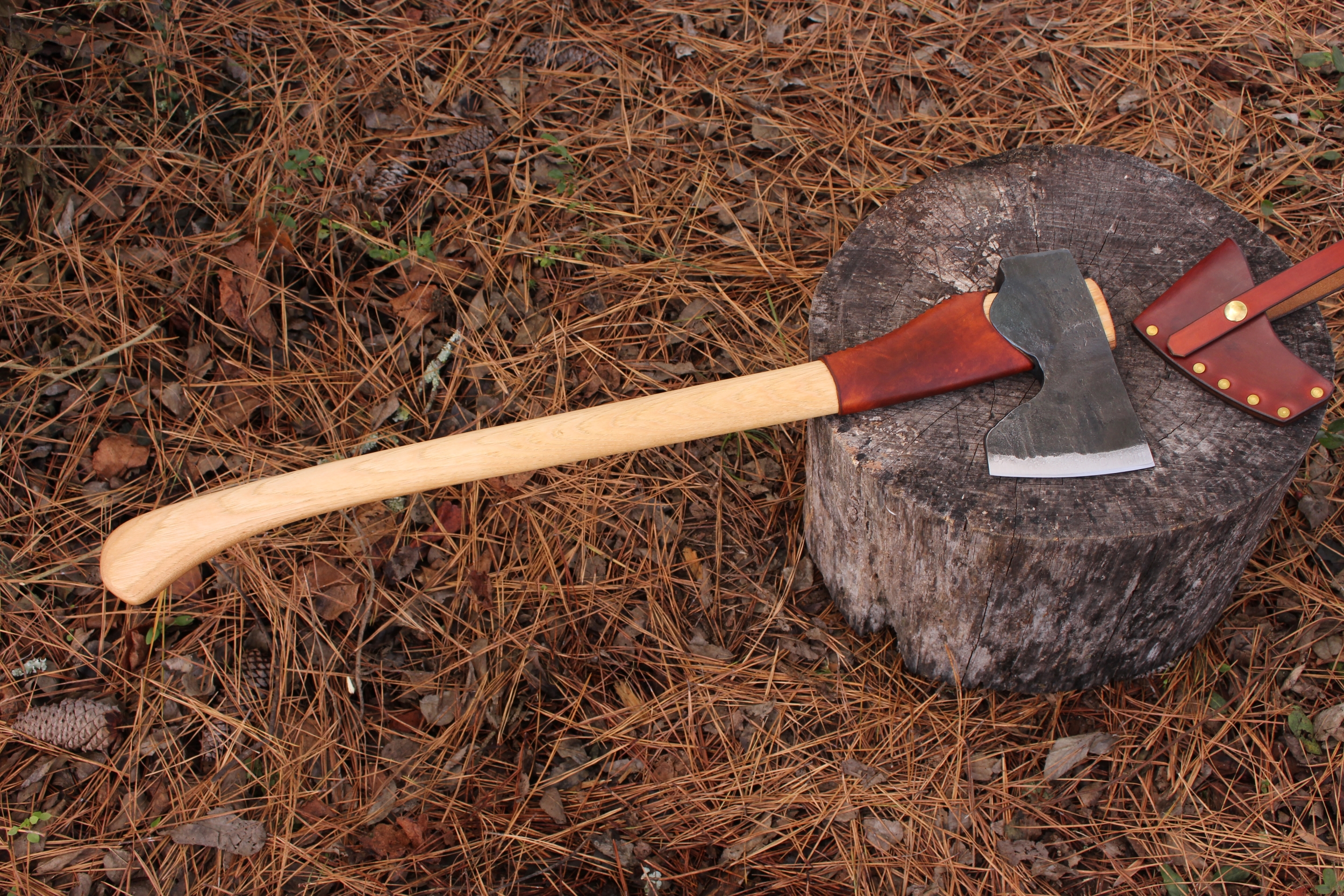 handmade, usa made, usa made axe, hatchet, chopping, wood chopping, outdoor, outdoorsman, survival, backwoodsman, hickory, axe made in amera, axes made in the usa, ike bullington, wolf valley forge, valley forge, pack axe, back packing, camping, trail axe, hunting axe, trappers axe, camp axe, bush axe, belt axe, pack axe, leather shoulder rig, chopping axe, leather axe carrier, shoulder sling for axe, Carpenter's Axe, New Wolf Valley Forge Axe Release, WVF