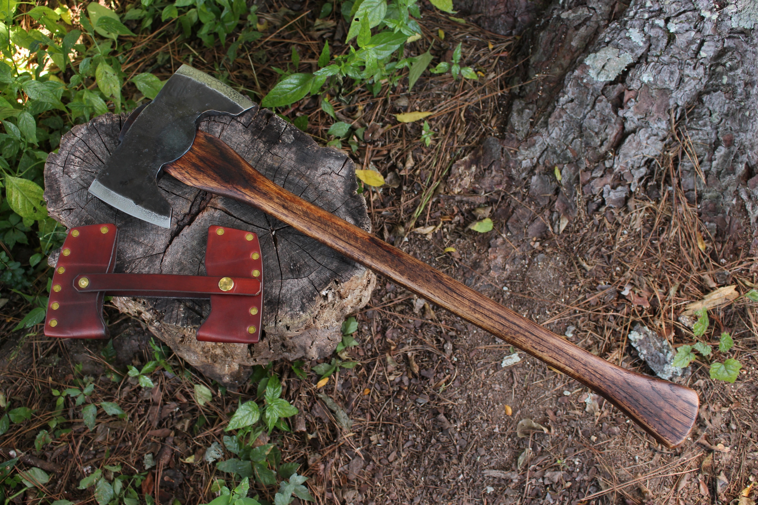 handmade, usa made, usa made axe, hatchet, chopping, wood chopping, outdoor, outdoorsman, survival, backwoodsman, hickory, axe made in amera, axes made in the usa, ike bullington, wolf valley forge, valley forge, pack axe, back packing, camping, trail axe, hunting axe, trappers axe, camp axe, bush axe, belt axe, pack axe, leather shoulder rig, chopping axe, leather axe carrier, shoulder sling for axe, Carpenter's Axe, New Wolf Valley Forge Axe Release, WVF