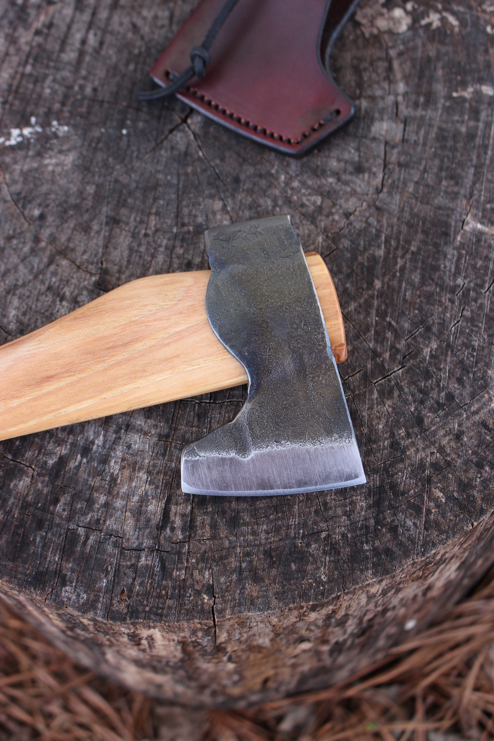 handmade, usa made, usa made axe, hatchet, chopping, wood chopping, outdoor, outdoorsman, survival, backwoodsman, hickory, axe made in amera, axes made in the usa, ike bullington, wolf valley forge, valley forge, pack axe, back packing, camping, trail axe, hunting axe, trappers axe, camp axe, bush axe, belt axe, pack axe, leather shoulder rig, chopping axe, leather axe carrier, shoulder sling for axe, Carpenter's Axe, New Wolf Valley Forge Axe Release, WVF