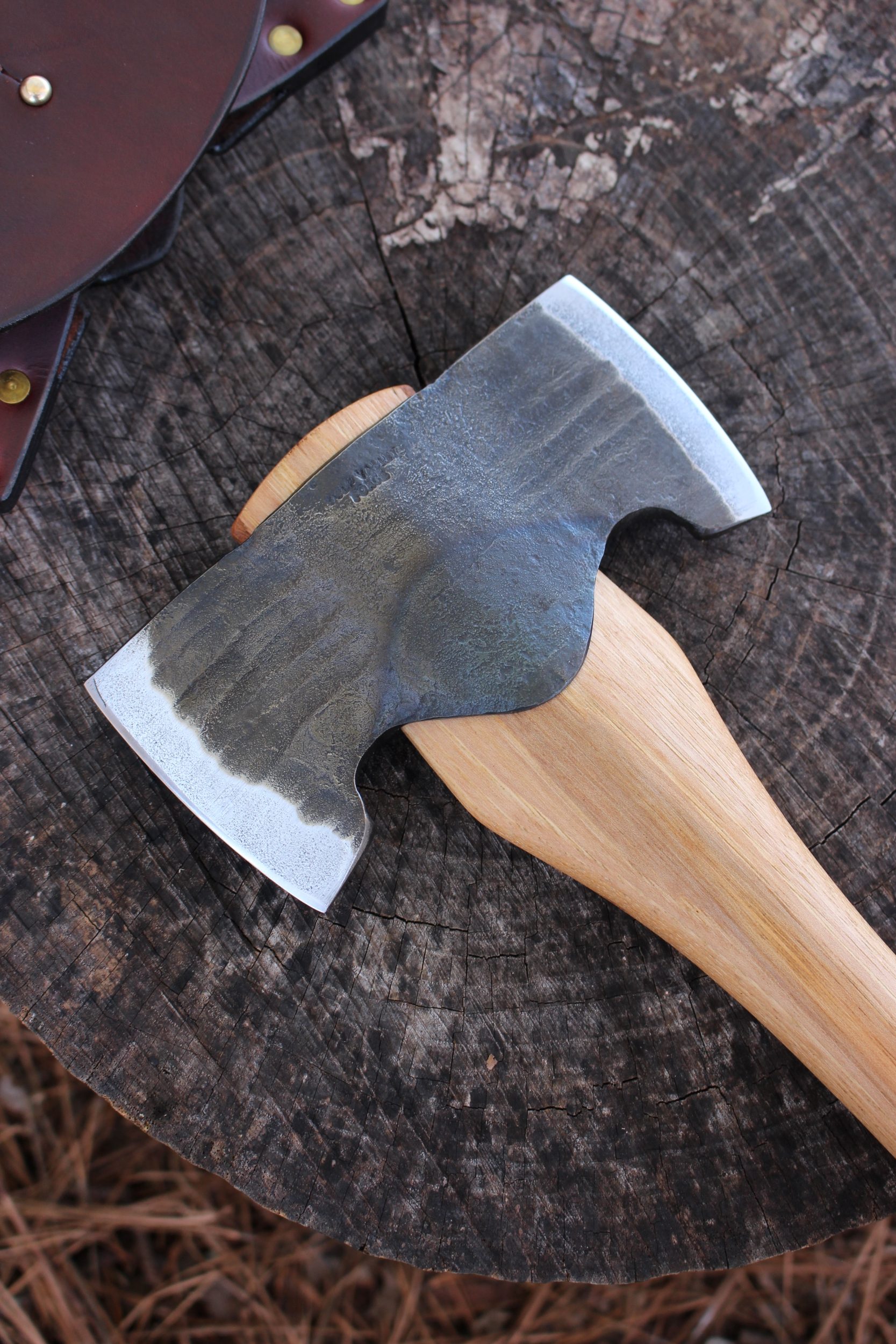 handmade, usa made, usa made axe, hatchet, chopping, wood chopping, outdoor, outdoorsman, survival, backwoodsman, hickory, axe made in amera, axes made in the usa, ike bullington, wolf valley forge, valley forge, pack axe, back packing, camping, trail axe, hunting axe, trappers axe, camp axe, bush axe, belt axe, pack axe, leather shoulder rig, chopping axe, leather axe carrier, shoulder sling for axe, Carpenter's Axe, New Wolf Valley Forge Axe Release, WVF