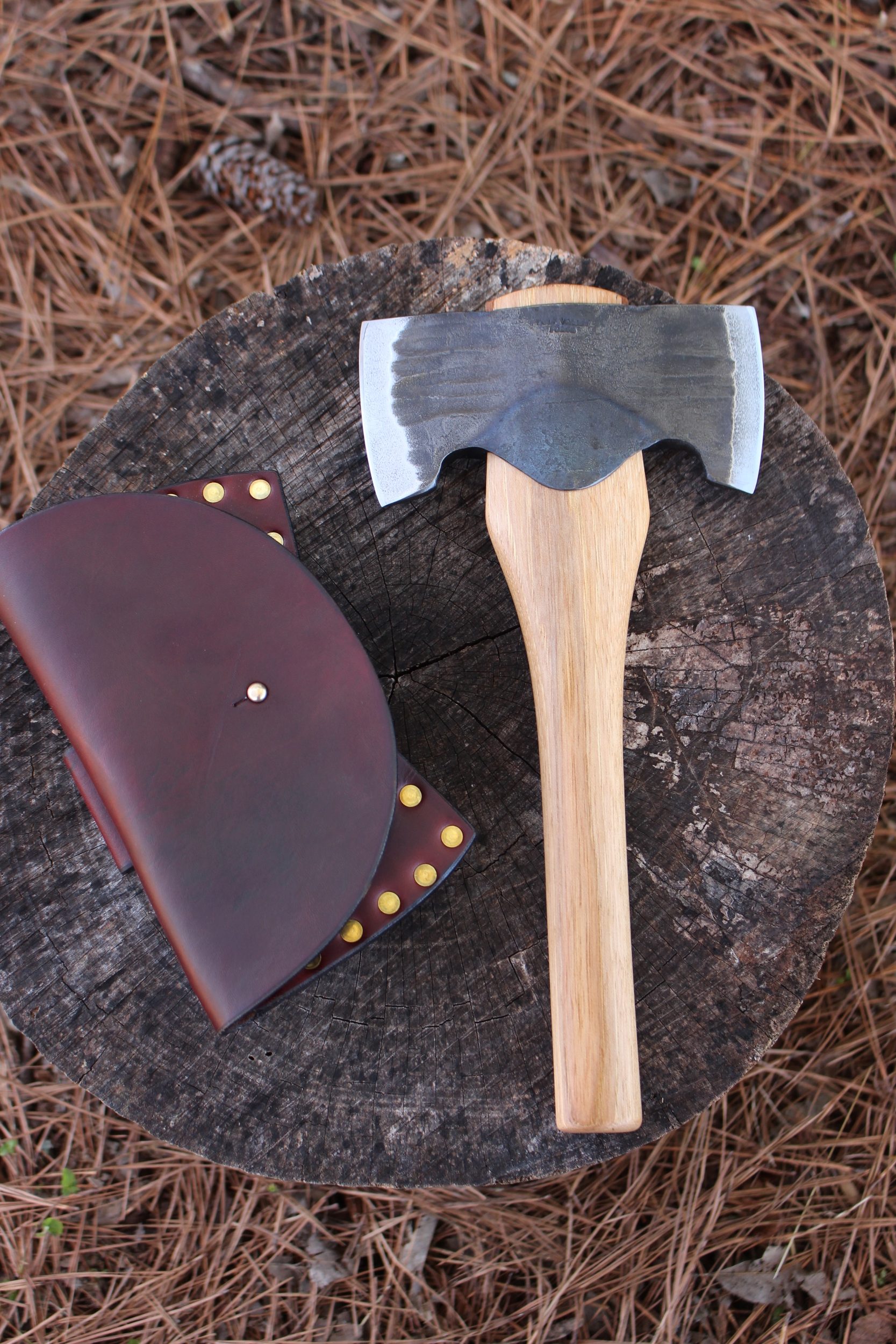 handmade, usa made, usa made axe, hatchet, chopping, wood chopping, outdoor, outdoorsman, survival, backwoodsman, hickory, axe made in amera, axes made in the usa, ike bullington, wolf valley forge, valley forge, pack axe, back packing, camping, trail axe, hunting axe, trappers axe, camp axe, bush axe, belt axe, pack axe, leather shoulder rig, chopping axe, leather axe carrier, shoulder sling for axe, Carpenter's Axe, New Wolf Valley Forge Axe Release, WVF