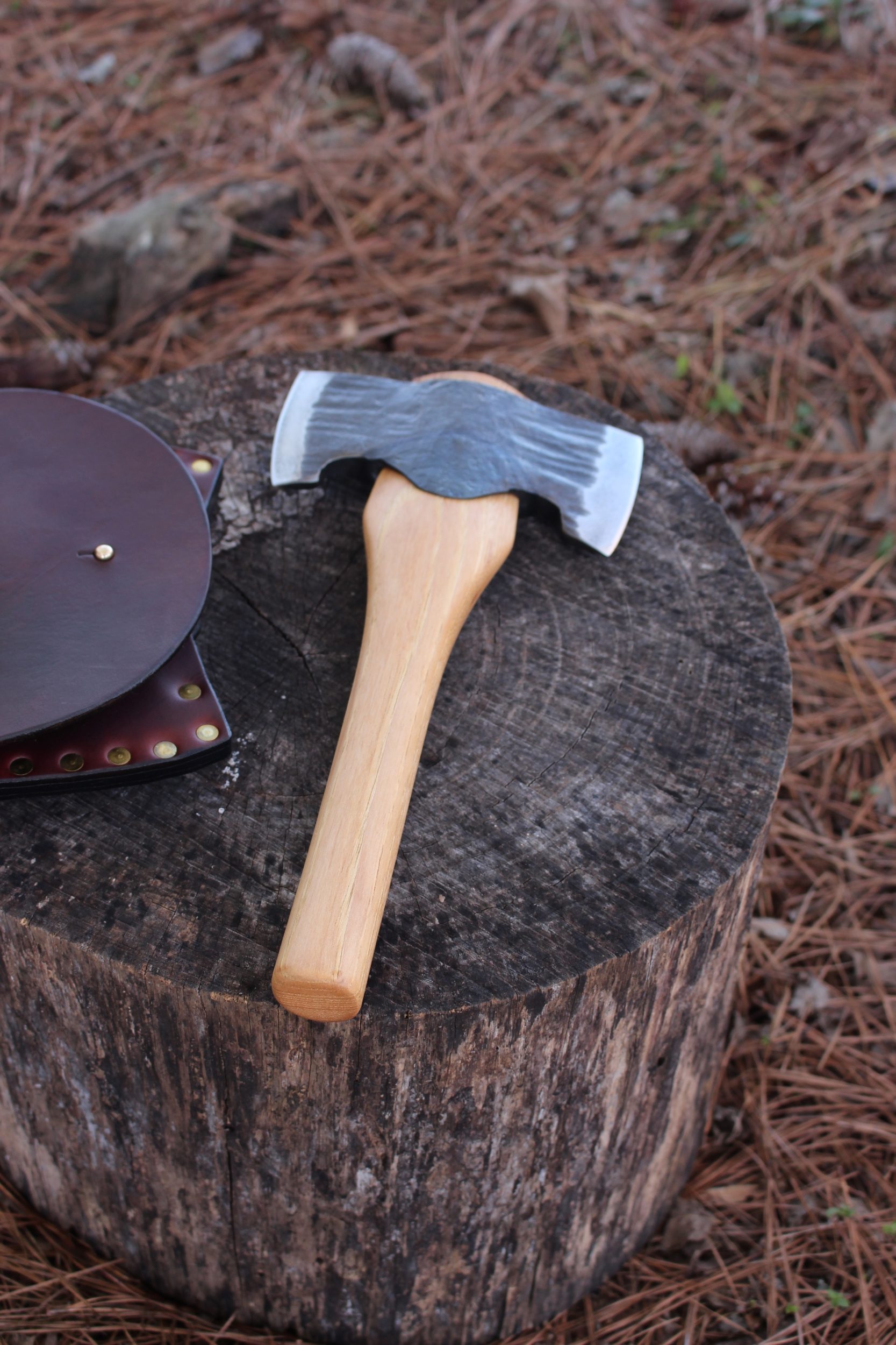 handmade, usa made, usa made axe, hatchet, chopping, wood chopping, outdoor, outdoorsman, survival, backwoodsman, hickory, axe made in amera, axes made in the usa, ike bullington, wolf valley forge, valley forge, pack axe, back packing, camping, trail axe, hunting axe, trappers axe, camp axe, bush axe, belt axe, pack axe, leather shoulder rig, chopping axe, leather axe carrier, shoulder sling for axe, Carpenter's Axe, New Wolf Valley Forge Axe Release, WVF