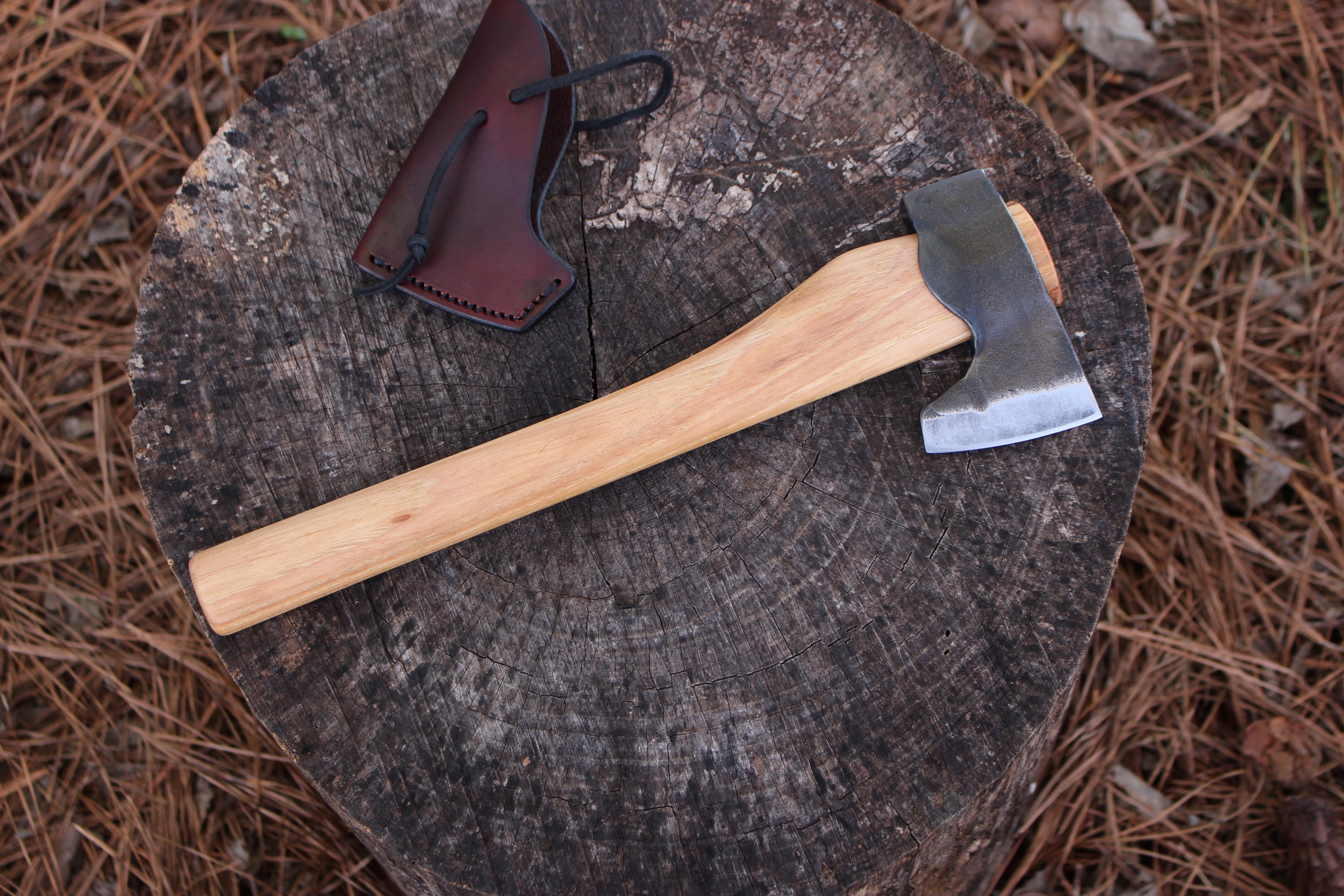 handmade, usa made, usa made axe, hatchet, chopping, wood chopping, outdoor, outdoorsman, survival, backwoodsman, hickory, axe made in amera, axes made in the usa, ike bullington, wolf valley forge, valley forge, pack axe, back packing, camping, trail axe, hunting axe, trappers axe, camp axe, bush axe, belt axe, pack axe, leather shoulder rig, chopping axe, leather axe carrier, shoulder sling for axe, Carpenter's Axe, New Wolf Valley Forge Axe Release, WVF