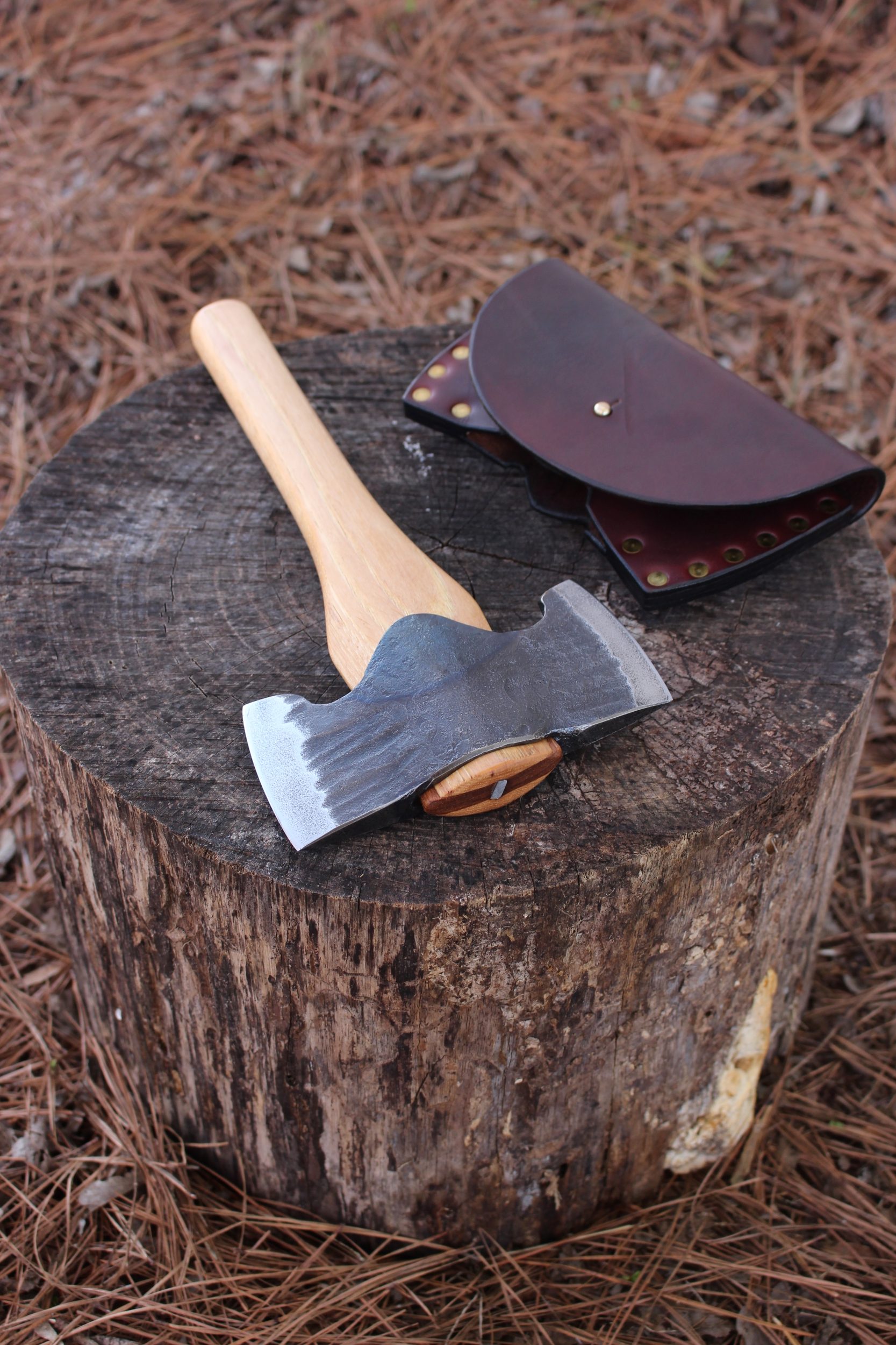 handmade, usa made, usa made axe, hatchet, chopping, wood chopping, outdoor, outdoorsman, survival, backwoodsman, hickory, axe made in amera, axes made in the usa, ike bullington, wolf valley forge, valley forge, pack axe, back packing, camping, trail axe, hunting axe, trappers axe, camp axe, bush axe, belt axe, pack axe, leather shoulder rig, chopping axe, leather axe carrier, shoulder sling for axe, Carpenter's Axe, New Wolf Valley Forge Axe Release, WVF