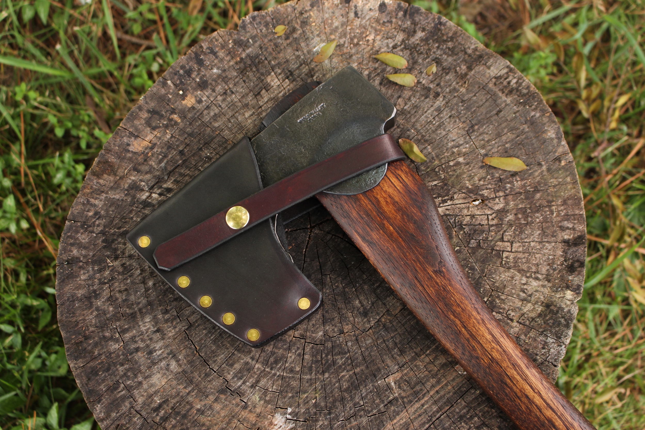 handmade, usa made, usa made axe, hatchet, chopping, wood chopping, outdoor, outdoorsman, survival, backwoodsman, hickory, axe made in amera, axes made in the usa, ike bullington, wolf valley forge, valley forge, pack axe, back packing, camping, trail axe, hunting axe, trappers axe, camp axe, bush axe, belt axe, pack axe, leather shoulder rig, chopping axe, leather axe carrier, shoulder sling for axe, Carpenter's Axe, New Wolf Valley Forge Axe Release, WVF