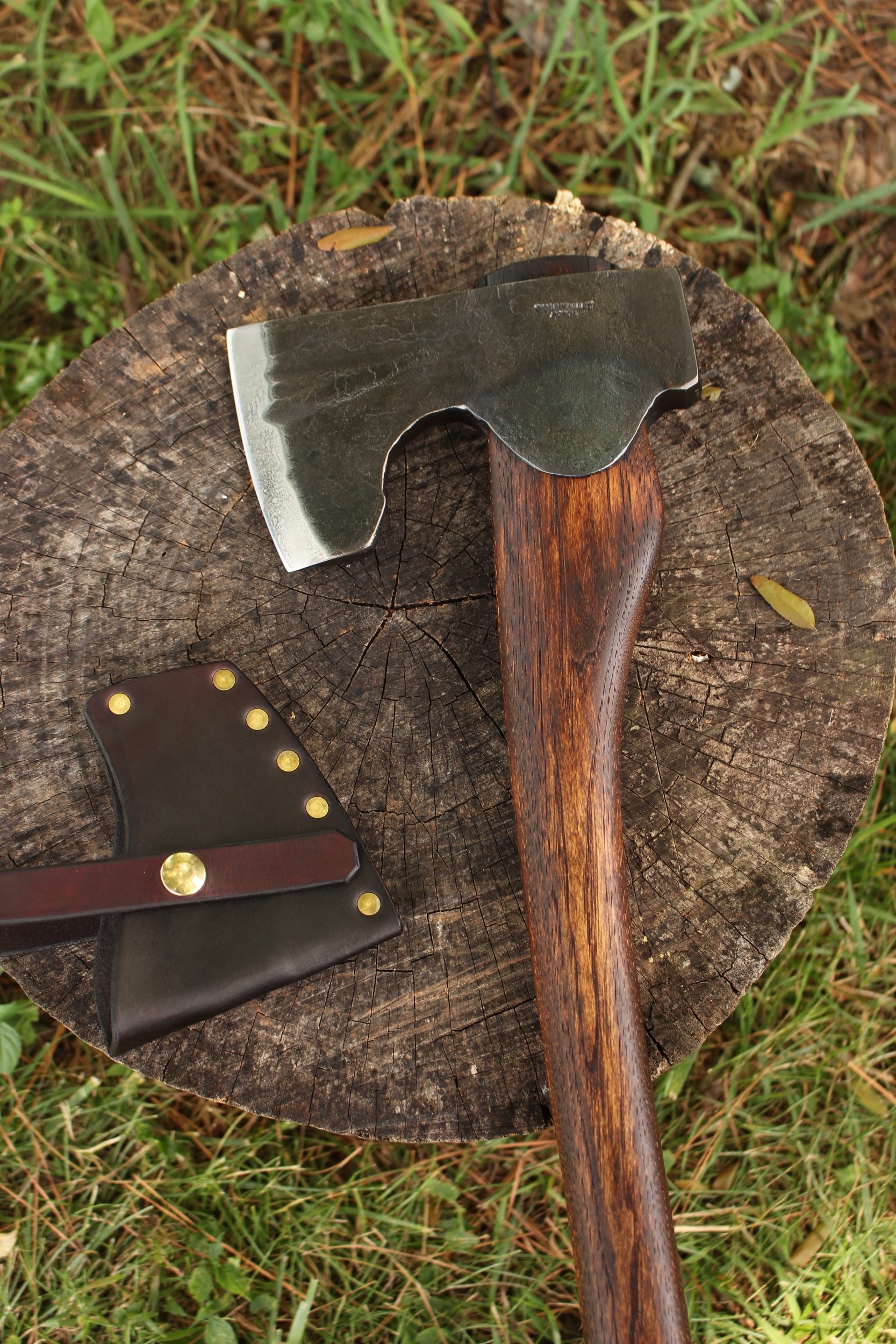 handmade, usa made, usa made axe, hatchet, chopping, wood chopping, outdoor, outdoorsman, survival, backwoodsman, hickory, axe made in amera, axes made in the usa, ike bullington, wolf valley forge, valley forge, pack axe, back packing, camping, trail axe, hunting axe, trappers axe, camp axe, bush axe, belt axe, pack axe, leather shoulder rig, chopping axe, leather axe carrier, shoulder sling for axe, Carpenter's Axe, New Wolf Valley Forge Axe Release, WVF