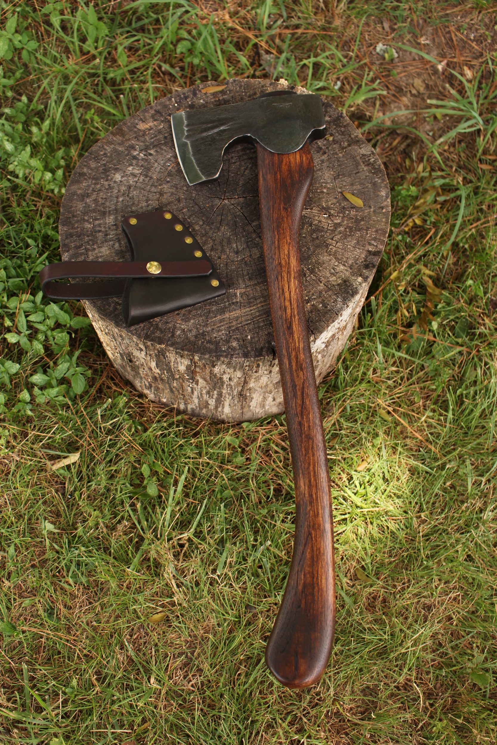 handmade, usa made, usa made axe, hatchet, chopping, wood chopping, outdoor, outdoorsman, survival, backwoodsman, hickory, axe made in amera, axes made in the usa, ike bullington, wolf valley forge, valley forge, pack axe, back packing, camping, trail axe, hunting axe, trappers axe, camp axe, bush axe, belt axe, pack axe, leather shoulder rig, chopping axe, leather axe carrier, shoulder sling for axe, Carpenter's Axe, New Wolf Valley Forge Axe Release, WVF