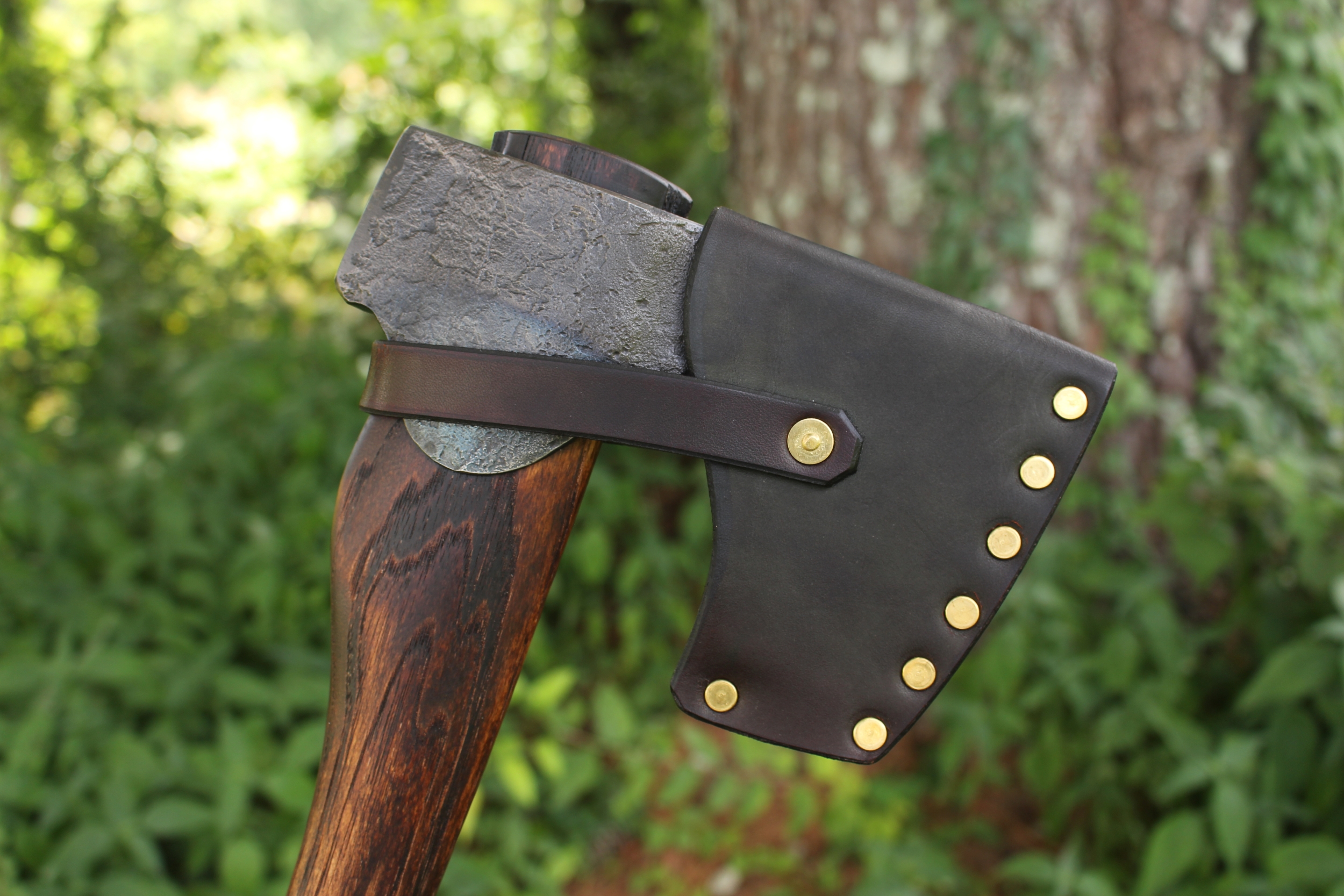 handmade, usa made, usa made axe, hatchet, chopping, wood chopping, outdoor, outdoorsman, survival, backwoodsman, hickory, axe made in amera, axes made in the usa, ike bullington, wolf valley forge, valley forge, pack axe, back packing, camping, trail axe, hunting axe, trappers axe, camp axe, bush axe, belt axe, pack axe, leather shoulder rig, chopping axe, leather axe carrier, shoulder sling for axe, Carpenter's Axe, New Wolf Valley Forge Axe Release, WVF