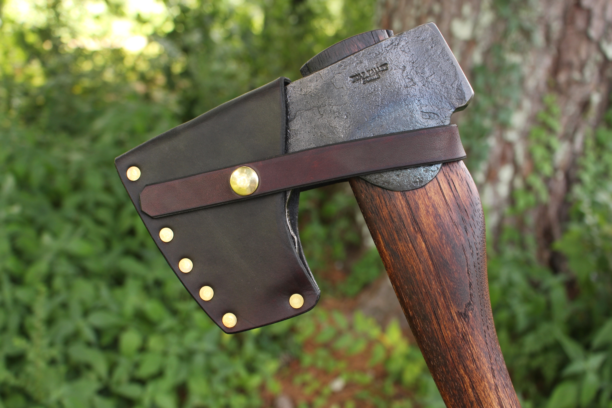 handmade, usa made, usa made axe, hatchet, chopping, wood chopping, outdoor, outdoorsman, survival, backwoodsman, hickory, axe made in amera, axes made in the usa, ike bullington, wolf valley forge, valley forge, pack axe, back packing, camping, trail axe, hunting axe, trappers axe, camp axe, bush axe, belt axe, pack axe, leather shoulder rig, chopping axe, leather axe carrier, shoulder sling for axe, Carpenter's Axe, New Wolf Valley Forge Axe Release, WVF
