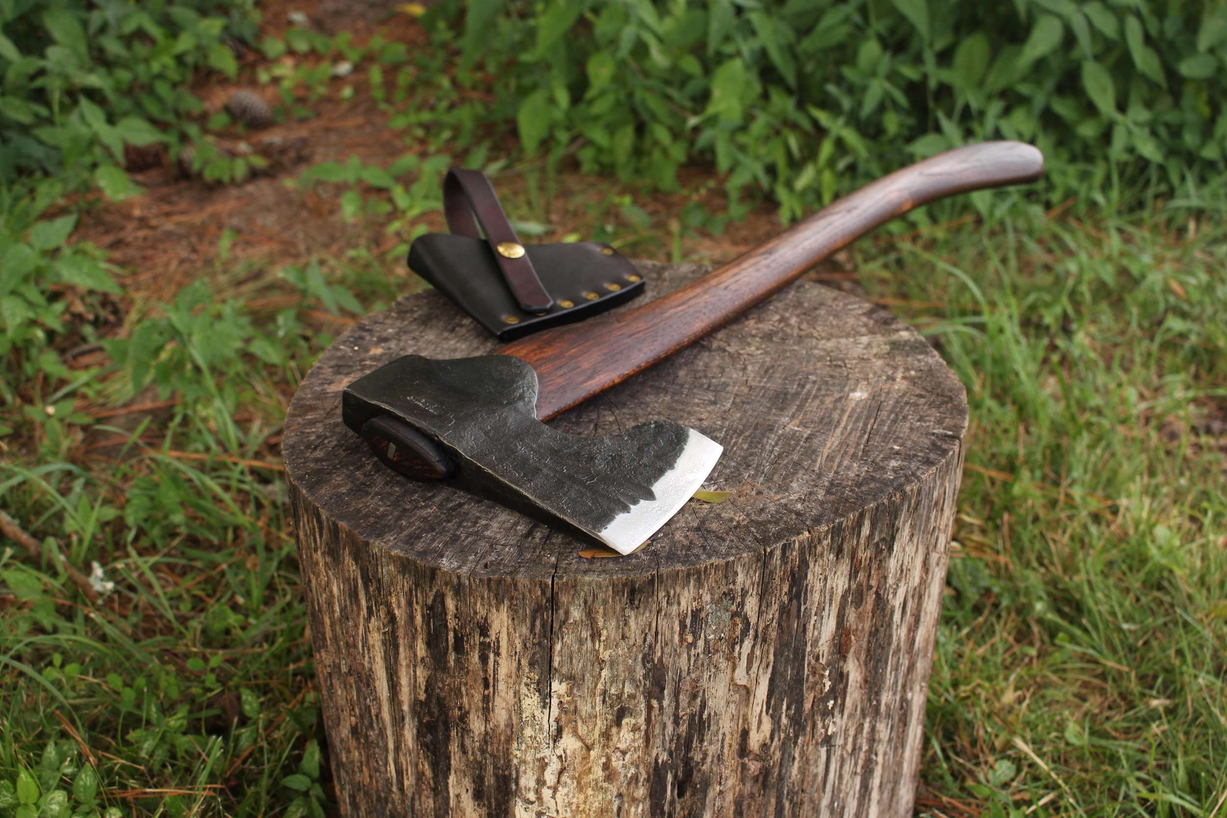 handmade, usa made, usa made axe, hatchet, chopping, wood chopping, outdoor, outdoorsman, survival, backwoodsman, hickory, axe made in amera, axes made in the usa, ike bullington, wolf valley forge, valley forge, pack axe, back packing, camping, trail axe, hunting axe, trappers axe, camp axe, bush axe, belt axe, pack axe, leather shoulder rig, chopping axe, leather axe carrier, shoulder sling for axe, Carpenter's Axe, New Wolf Valley Forge Axe Release, WVF