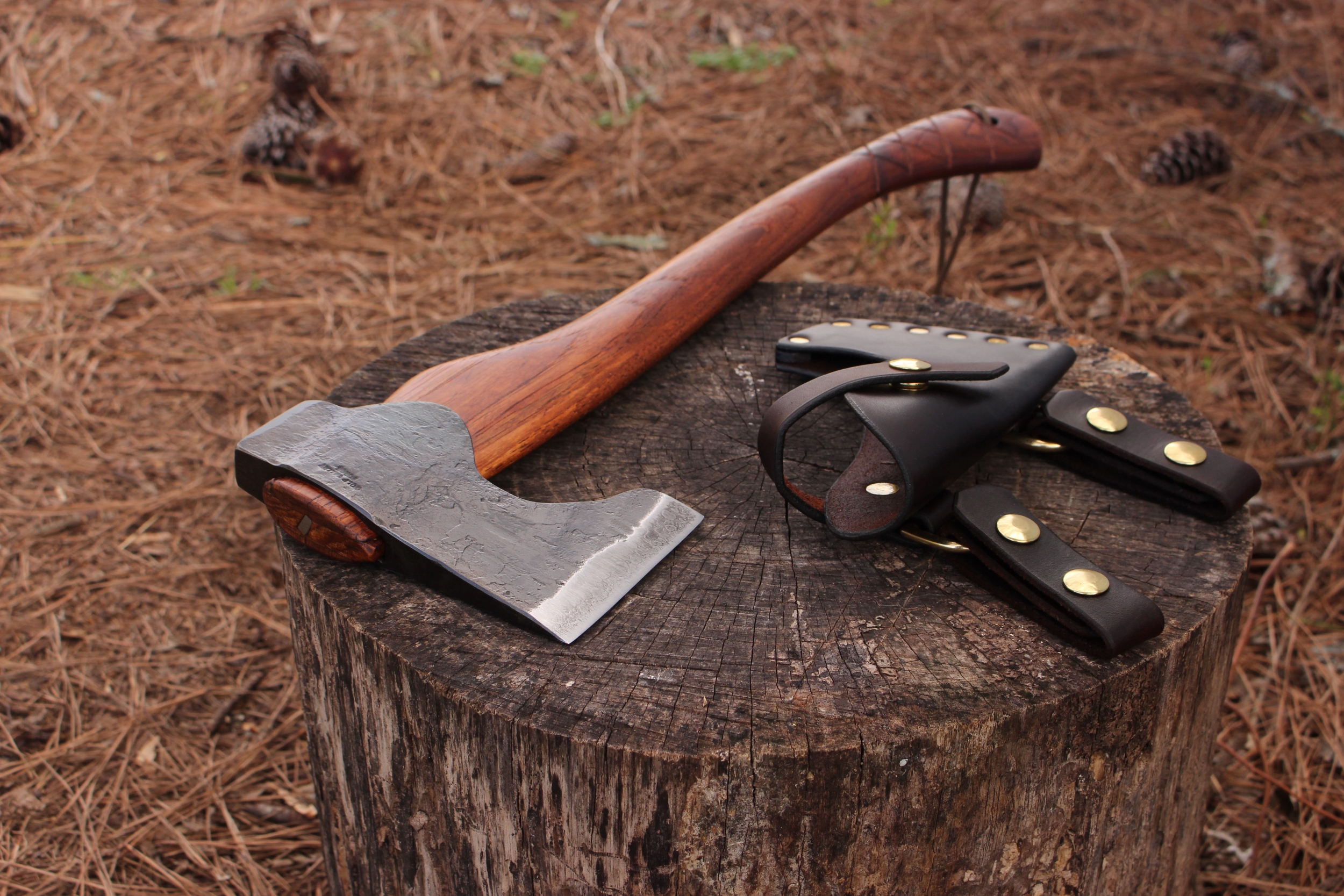 handmade, usa made, usa made axe, hatchet, chopping, wood chopping, outdoor, outdoorsman, survival, backwoodsman, hickory, axe made in amera, axes made in the usa, ike bullington, wolf valley forge, valley forge, pack axe, back packing, camping, trail axe, hunting axe, trappers axe, camp axe, bush axe, belt axe, pack axe, leather shoulder rig, chopping axe, leather axe carrier, shoulder sling for axe, Carpenter's Axe, New Wolf Valley Forge Axe Release, WVF
