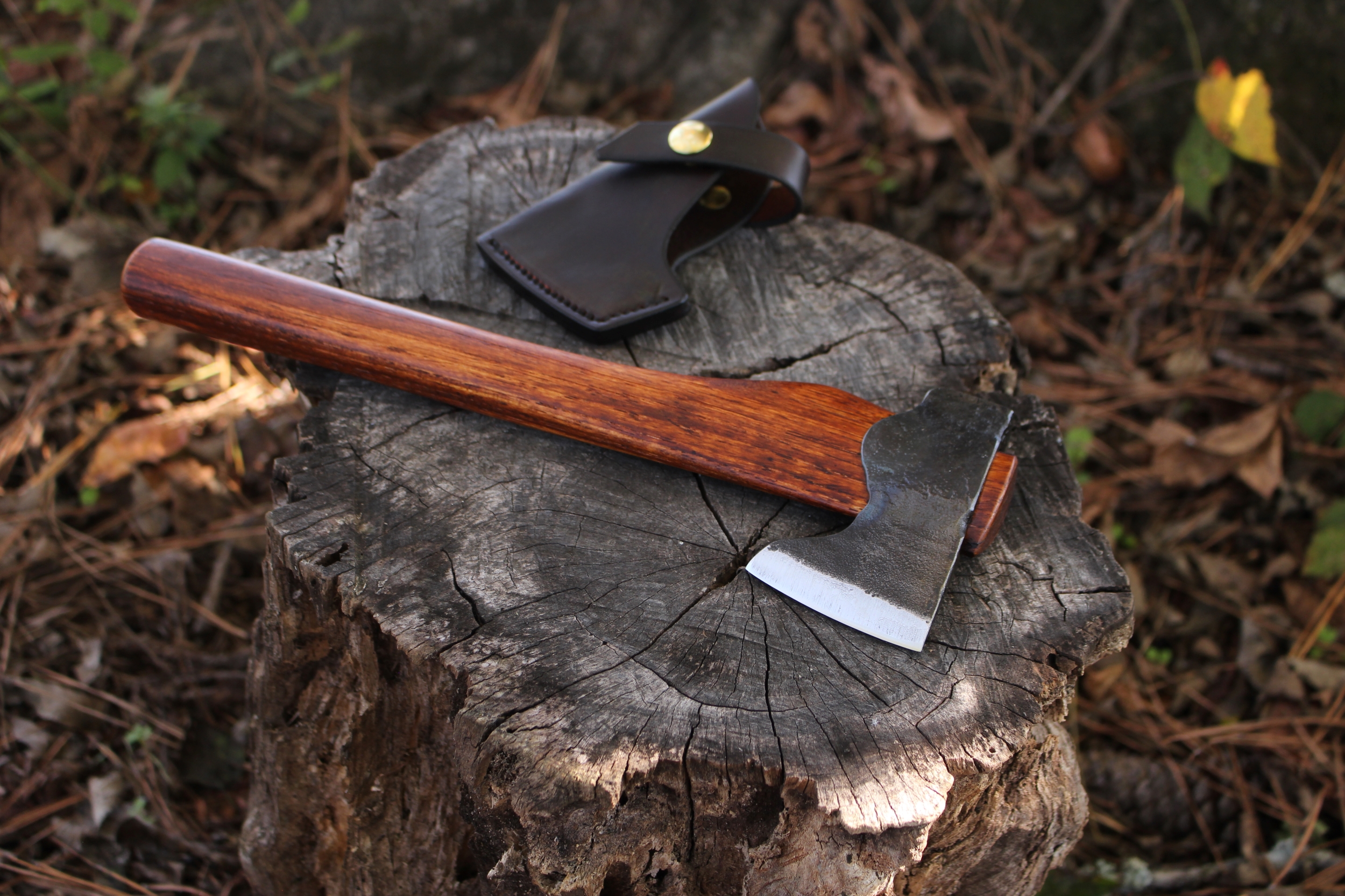 handmade, usa made, usa made axe, hatchet, chopping, wood chopping, outdoor, outdoorsman, survival, backwoodsman, hickory, axe made in amera, axes made in the usa, ike bullington, wolf valley forge, valley forge, pack axe, back packing, camping, trail axe, hunting axe, trappers axe, camp axe, bush axe, belt axe, pack axe, leather shoulder rig, chopping axe, leather axe carrier, shoulder sling for axe, Carpenter's Axe, New Wolf Valley Forge Axe Release, WVF