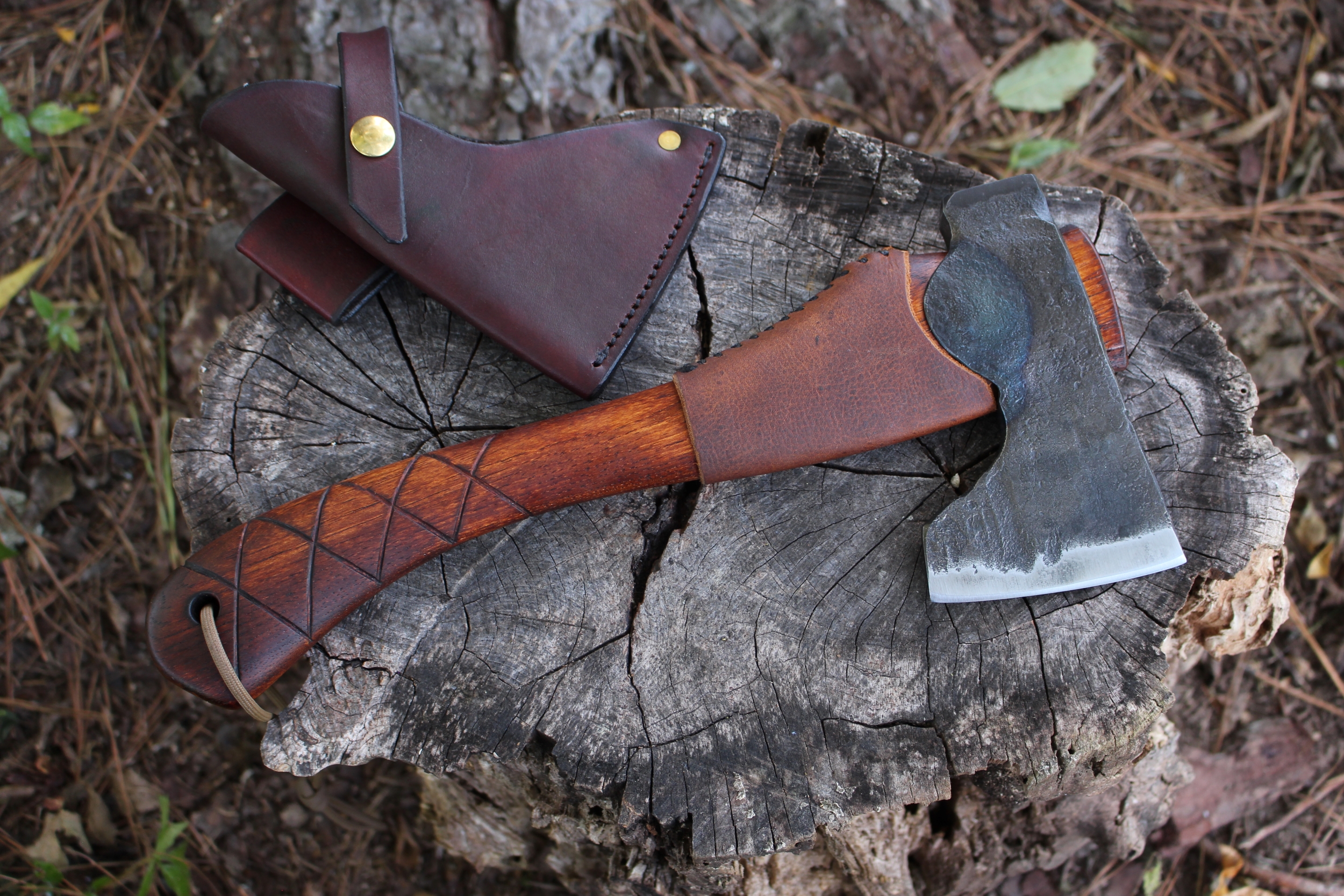 handmade, usa made, usa made axe, hatchet, chopping, wood chopping, outdoor, outdoorsman, survival, backwoodsman, hickory, axe made in amera, axes made in the usa, ike bullington, wolf valley forge, valley forge, pack axe, back packing, camping, trail axe, hunting axe, trappers axe, camp axe, bush axe, belt axe, pack axe, leather shoulder rig, chopping axe, leather axe carrier, shoulder sling for axe, Carpenter's Axe, New Wolf Valley Forge Axe Release, WVF
