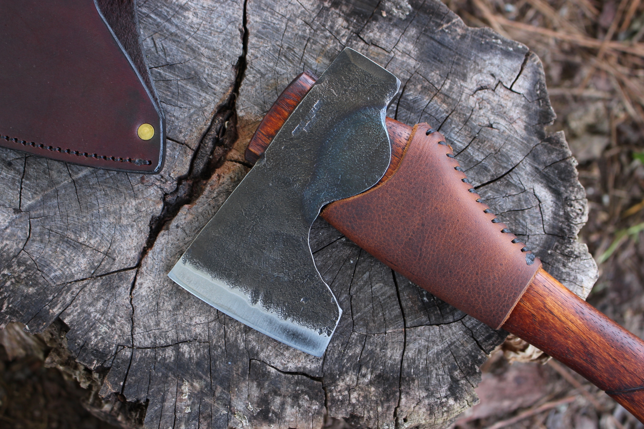 handmade, usa made, usa made axe, hatchet, chopping, wood chopping, outdoor, outdoorsman, survival, backwoodsman, hickory, axe made in amera, axes made in the usa, ike bullington, wolf valley forge, valley forge, pack axe, back packing, camping, trail axe, hunting axe, trappers axe, camp axe, bush axe, belt axe, pack axe, leather shoulder rig, chopping axe, leather axe carrier, shoulder sling for axe, Carpenter's Axe, New Wolf Valley Forge Axe Release, WVF