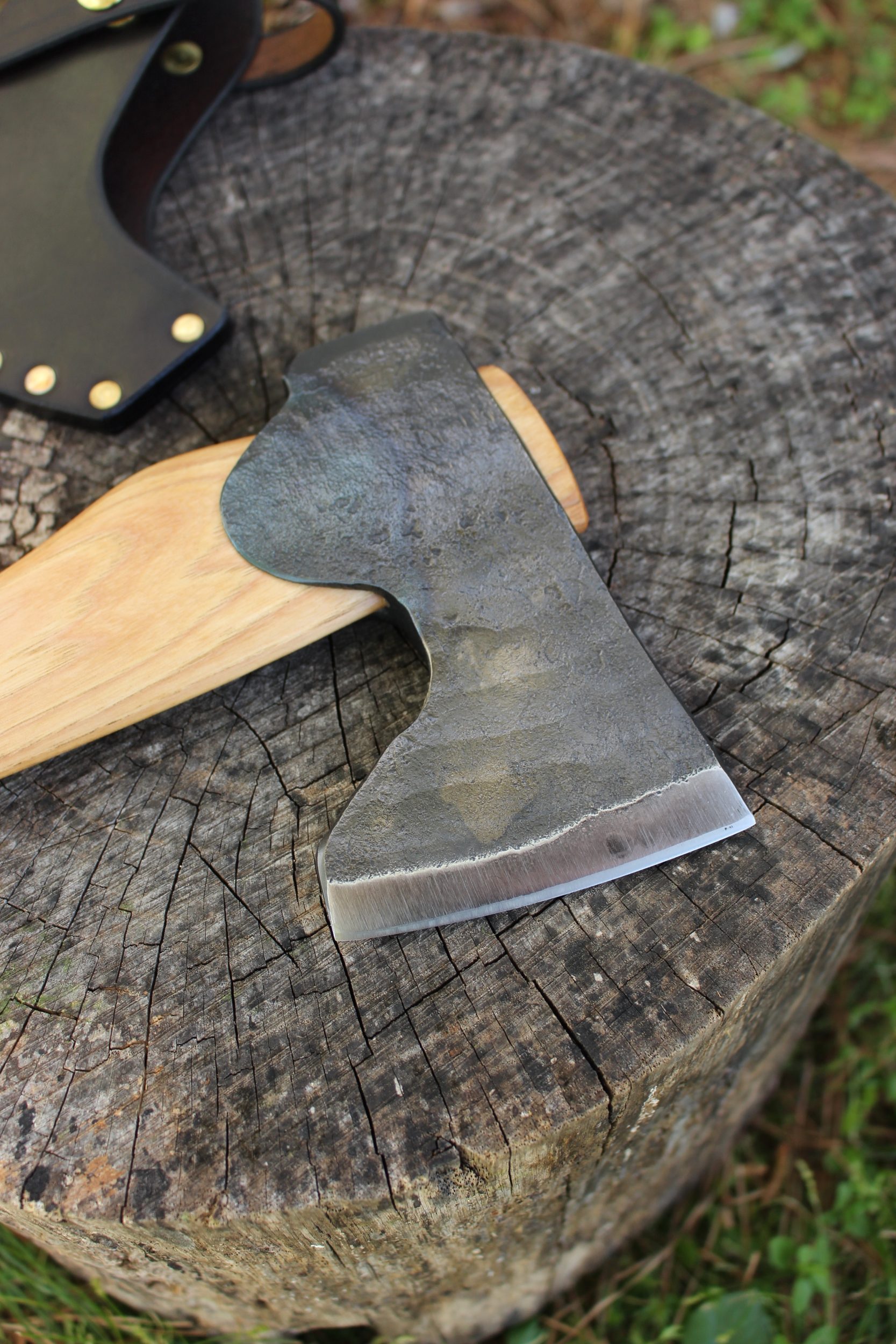 handmade, usa made, usa made axe, hatchet, chopping, wood chopping, outdoor, outdoorsman, survival, backwoodsman, hickory, axe made in america, axes made in the usa, ike bullington, wolf valley forge, valley forge, pack axe, back packing, camping, trail axe, hunting axe, trappers axe, camp axe, bush axe, belt axe, pack axe, leather shoulder rig, chopping axe, leather axe carrier, shoulder sling for axe, carpenter's axe, Wolf Valley Forge, Wolf Valley Forge axe release, Axe Wax, haversack, go back, man purse, man bag, canvas bag, reenactor, reenacting