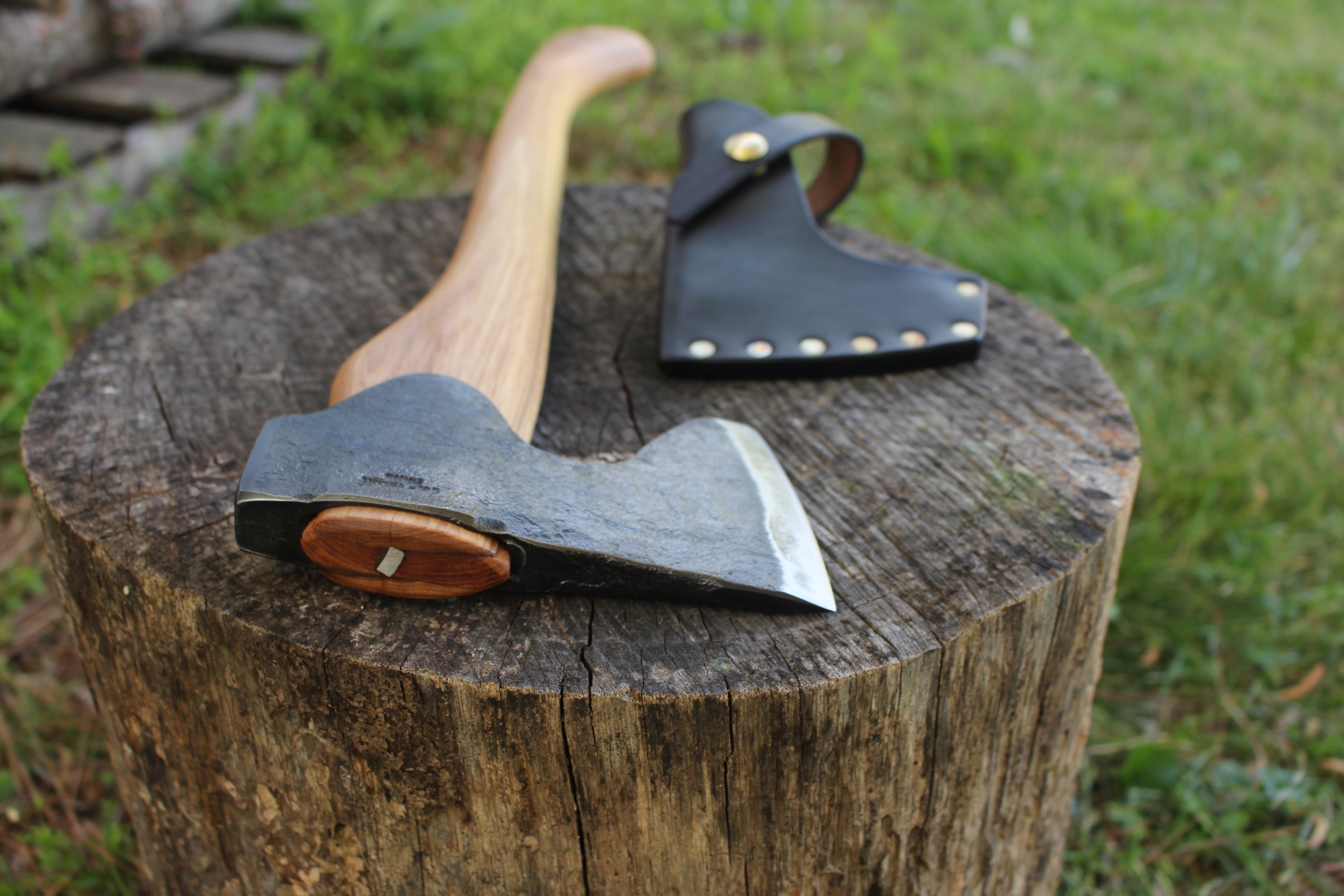 handmade, usa made, usa made axe, hatchet, chopping, wood chopping, outdoor, outdoorsman, survival, backwoodsman, hickory, axe made in america, axes made in the usa, ike bullington, wolf valley forge, valley forge, pack axe, back packing, camping, trail axe, hunting axe, trappers axe, camp axe, bush axe, belt axe, pack axe, leather shoulder rig, chopping axe, leather axe carrier, shoulder sling for axe, carpenter's axe, Wolf Valley Forge, Wolf Valley Forge axe release, Axe Wax, haversack, go back, man purse, man bag, canvas bag, reenactor, reenacting
