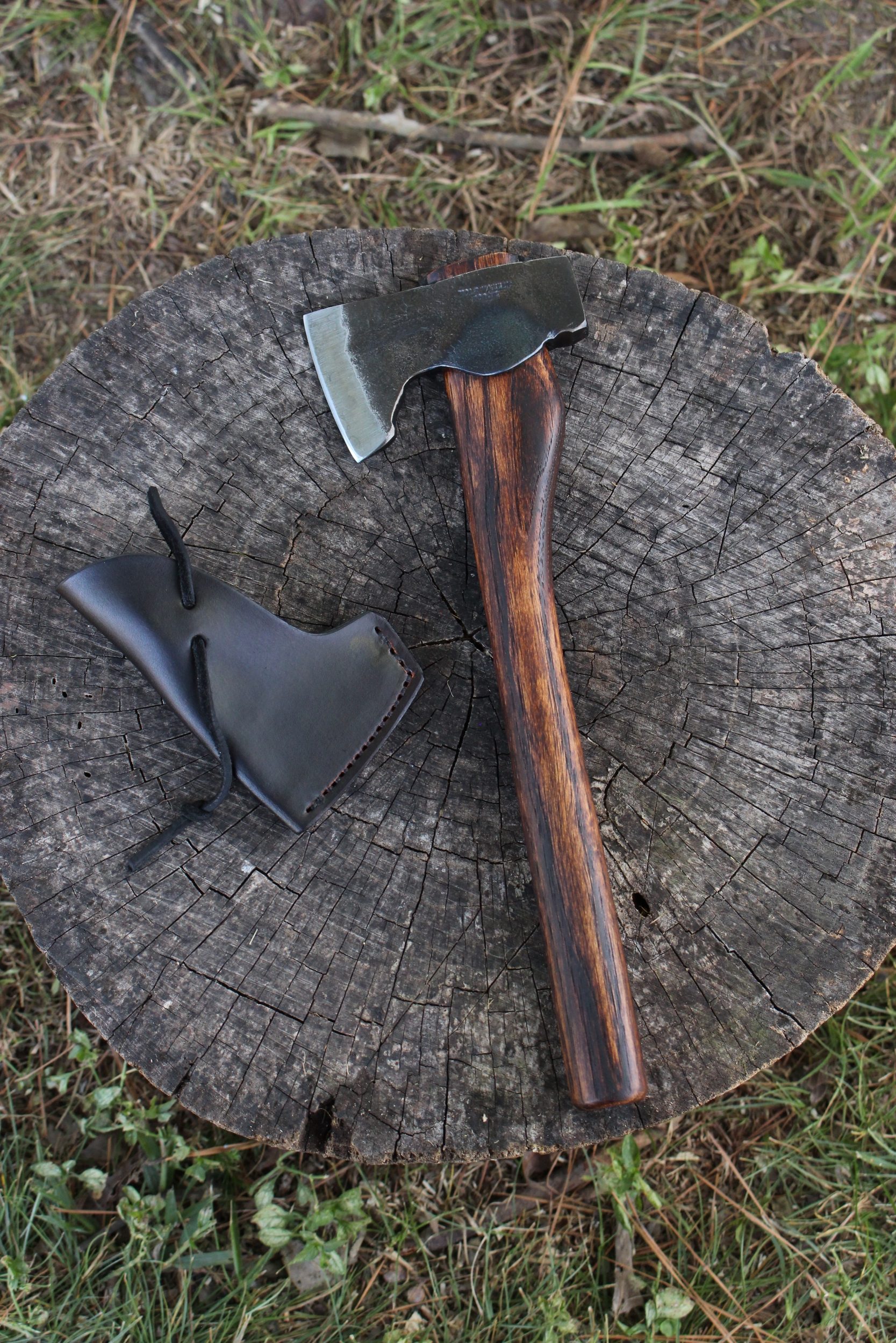 handmade, usa made, usa made axe, hatchet, chopping, wood chopping, outdoor, outdoorsman, survival, backwoodsman, hickory, axe made in america, axes made in the usa, ike bullington, wolf valley forge, valley forge, pack axe, back packing, camping, trail axe, hunting axe, trappers axe, camp axe, bush axe, belt axe, pack axe, leather shoulder rig, chopping axe, leather axe carrier, shoulder sling for axe, carpenter's axe, Wolf Valley Forge, Wolf Valley Forge axe release, Axe Wax, haversack, go back, man purse, man bag, canvas bag, reenactor, reenacting