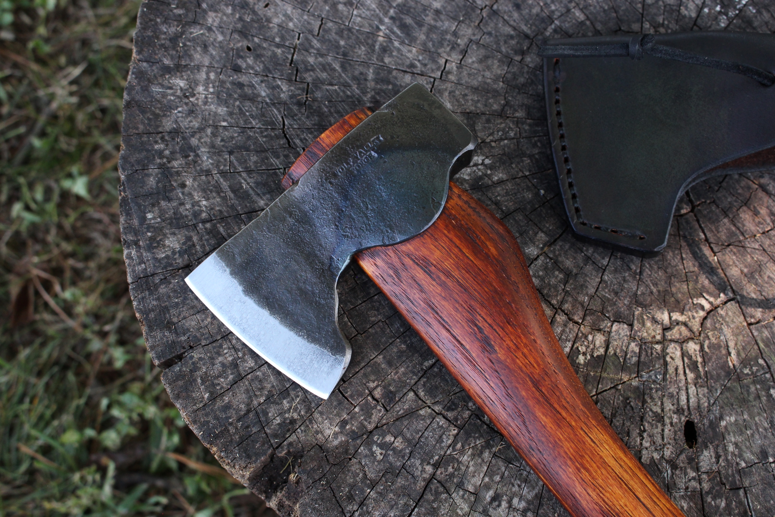 handmade, usa made, usa made axe, hatchet, chopping, wood chopping, outdoor, outdoorsman, survival, backwoodsman, hickory, axe made in america, axes made in the usa, ike bullington, wolf valley forge, valley forge, pack axe, back packing, camping, trail axe, hunting axe, trappers axe, camp axe, bush axe, belt axe, pack axe, leather shoulder rig, chopping axe, leather axe carrier, shoulder sling for axe, carpenter's axe, Wolf Valley Forge, Wolf Valley Forge axe release, Axe Wax, haversack, go back, man purse, man bag, canvas bag, reenactor, reenacting