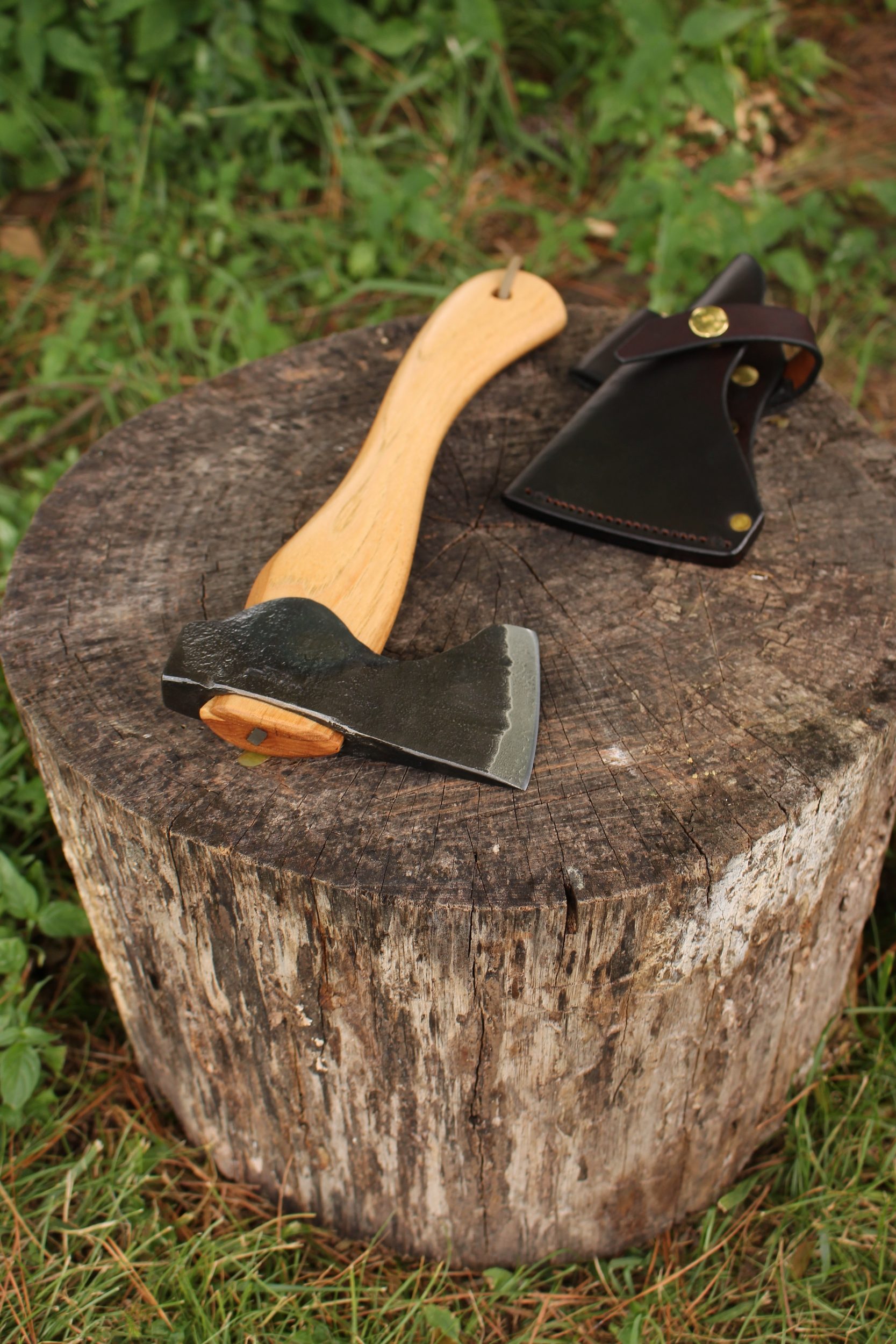 handmade, usa made, usa made axe, hatchet, chopping, wood chopping, outdoor, outdoorsman, survival, backwoodsman, hickory, axe made in america, axes made in the usa, ike bullington, wolf valley forge, valley forge, pack axe, back packing, camping, trail axe, hunting axe, trappers axe, camp axe, bush axe, belt axe, pack axe, leather shoulder rig, chopping axe, leather axe carrier, shoulder sling for axe, carpenter's axe, Wolf Valley Forge, Wolf Valley Forge axe release, Axe Wax, haversack, go back, man purse, man bag, canvas bag, reenactor, reenacting