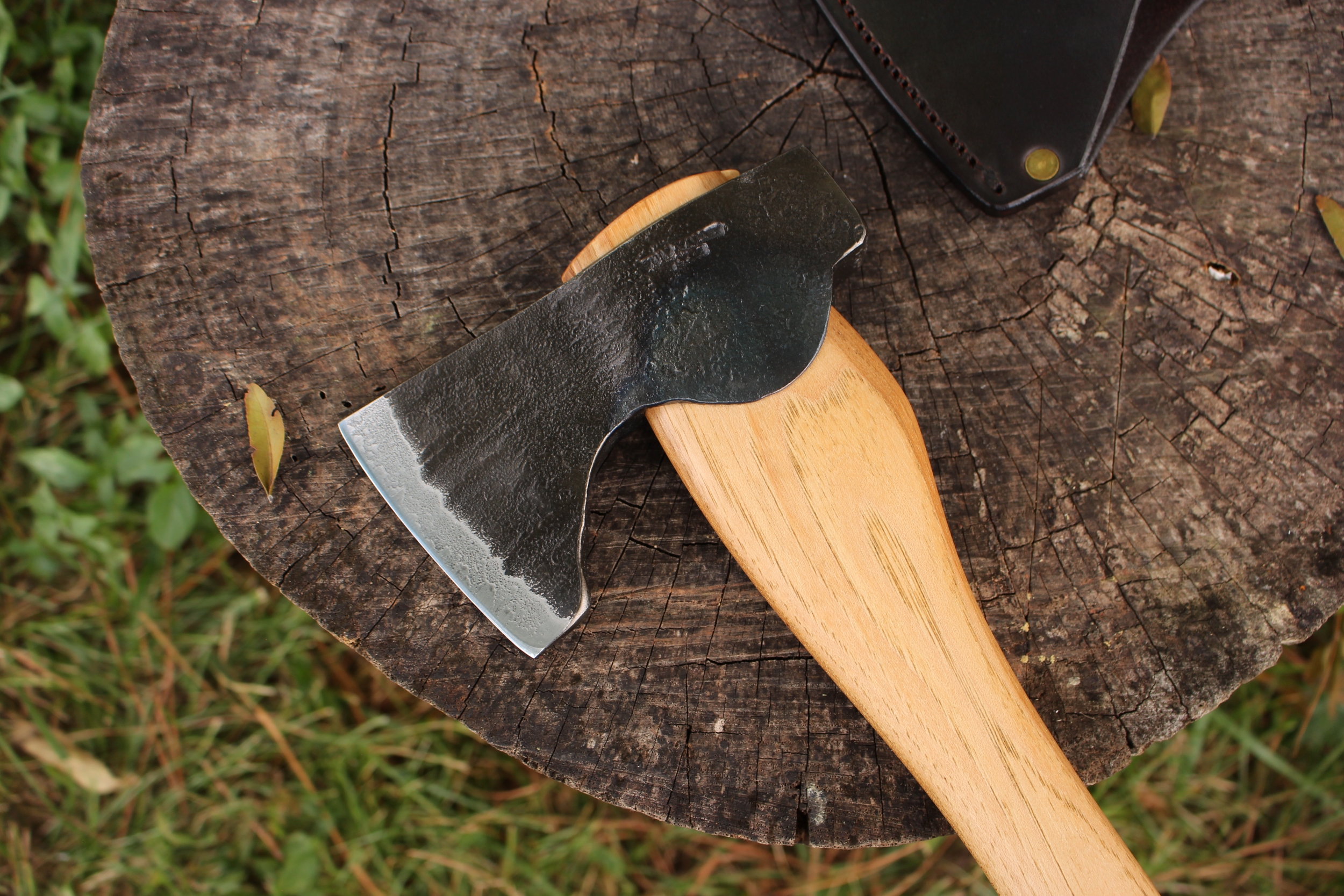 handmade, usa made, usa made axe, hatchet, chopping, wood chopping, outdoor, outdoorsman, survival, backwoodsman, hickory, axe made in america, axes made in the usa, ike bullington, wolf valley forge, valley forge, pack axe, back packing, camping, trail axe, hunting axe, trappers axe, camp axe, bush axe, belt axe, pack axe, leather shoulder rig, chopping axe, leather axe carrier, shoulder sling for axe, carpenter's axe, Wolf Valley Forge, Wolf Valley Forge axe release, Axe Wax, haversack, go back, man purse, man bag, canvas bag, reenactor, reenacting